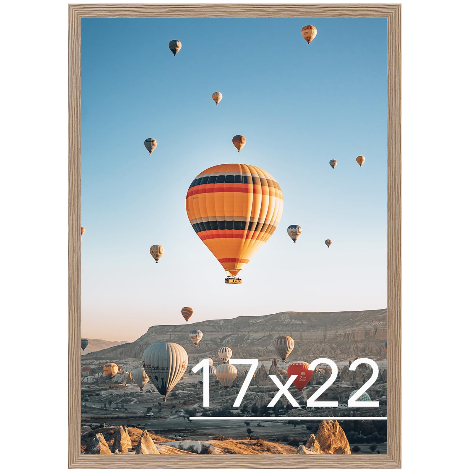 JCJMY 17x22 Picture Frame Rustic Brown for Poster Photo Picture, Horizontal and Vertical Formats for Wall Hanging, 17 x 22 Wall Gallery Poster Photo Frame for 17 by 22 Photos Posters, Rustic Brown