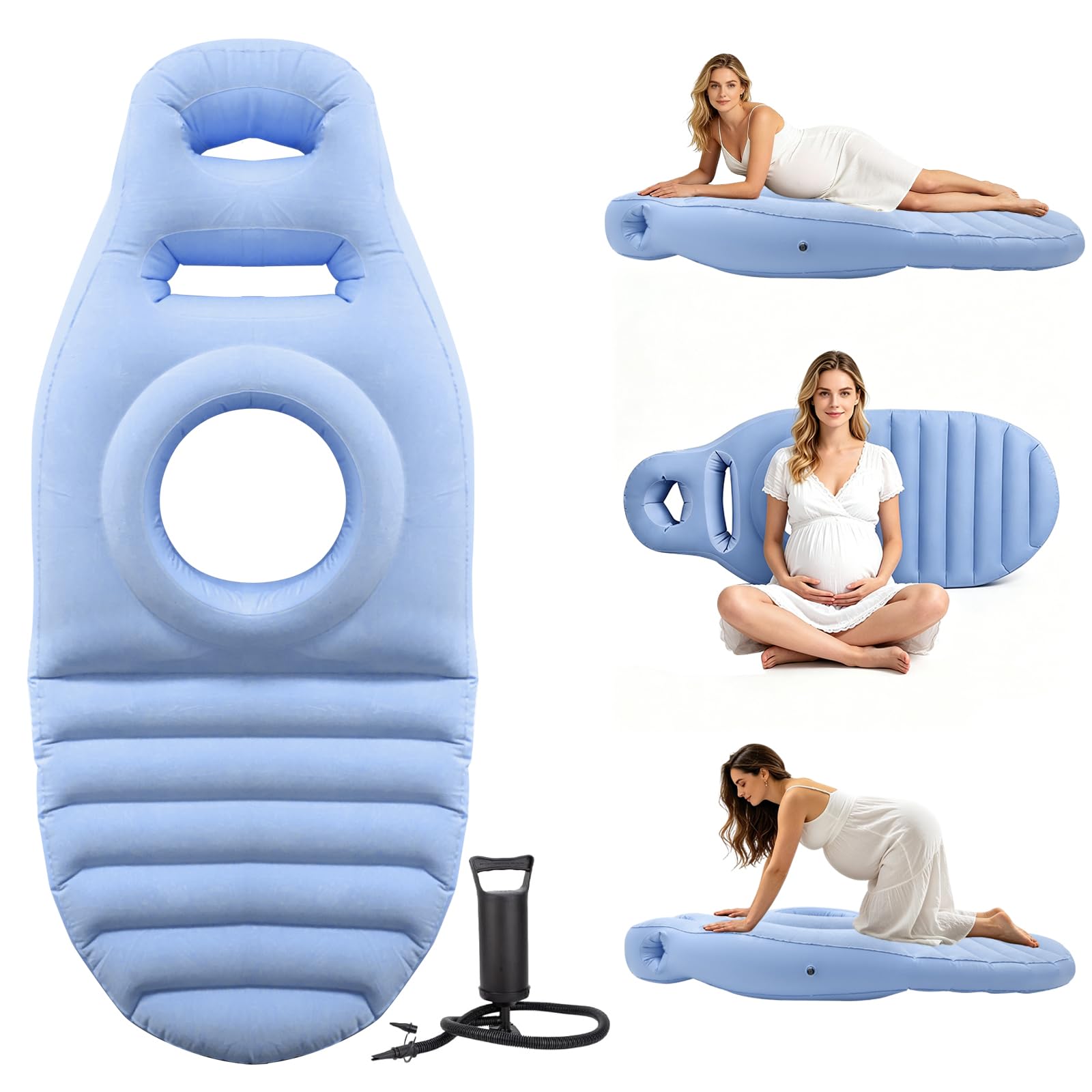 Cuscino gonfiabile per gravidanza, tappetino da yoga per donne incinte, comodo letto ad aria floccato in PVC con pompa, materasso ad aria per gravidanza, aiuto per dormire sulla pancia, piscina in