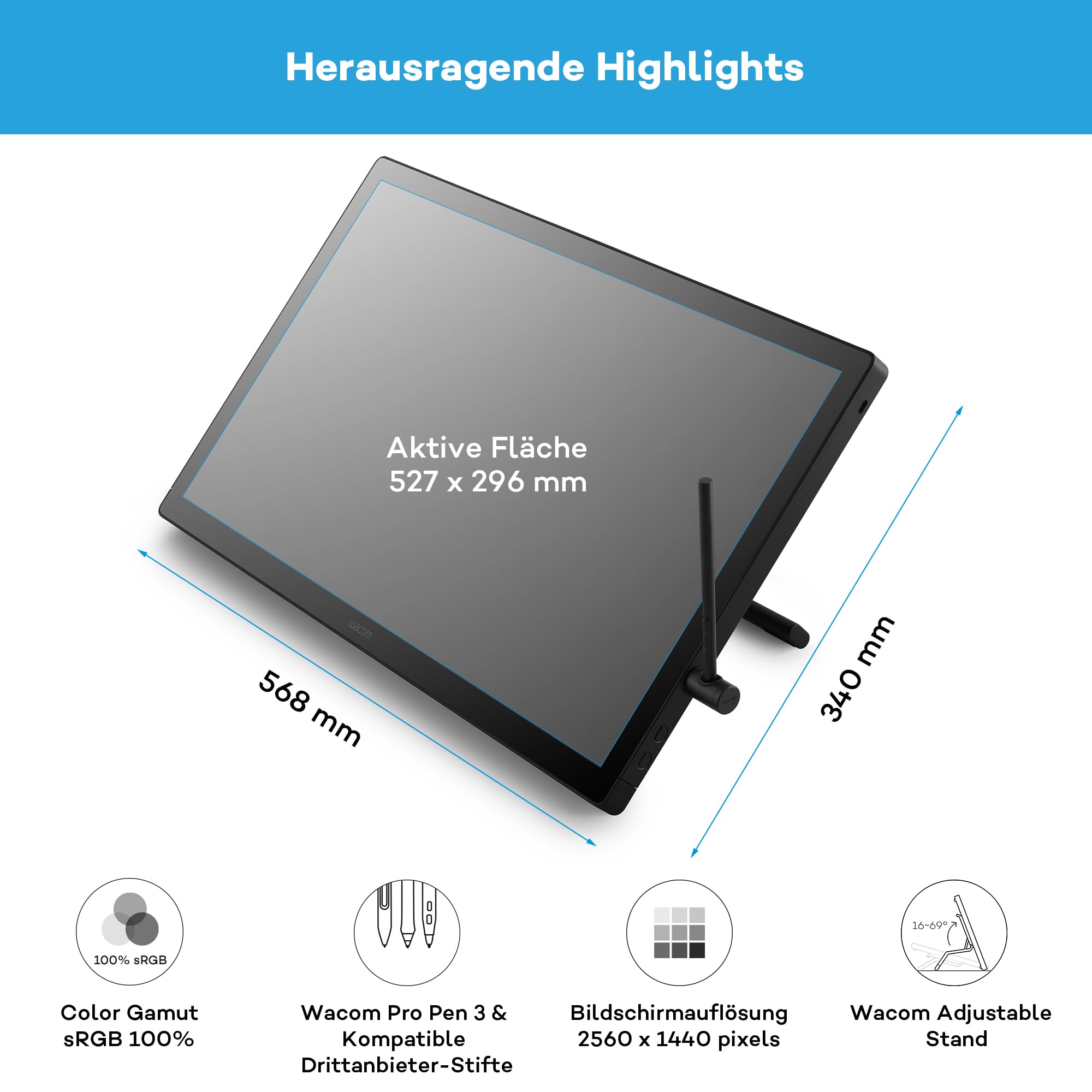 Cintiq 24 (Edition) – 2.5K Grafik-Stiftdisplay mit Wacom Pro Pen 3 23.8" – Bild 4