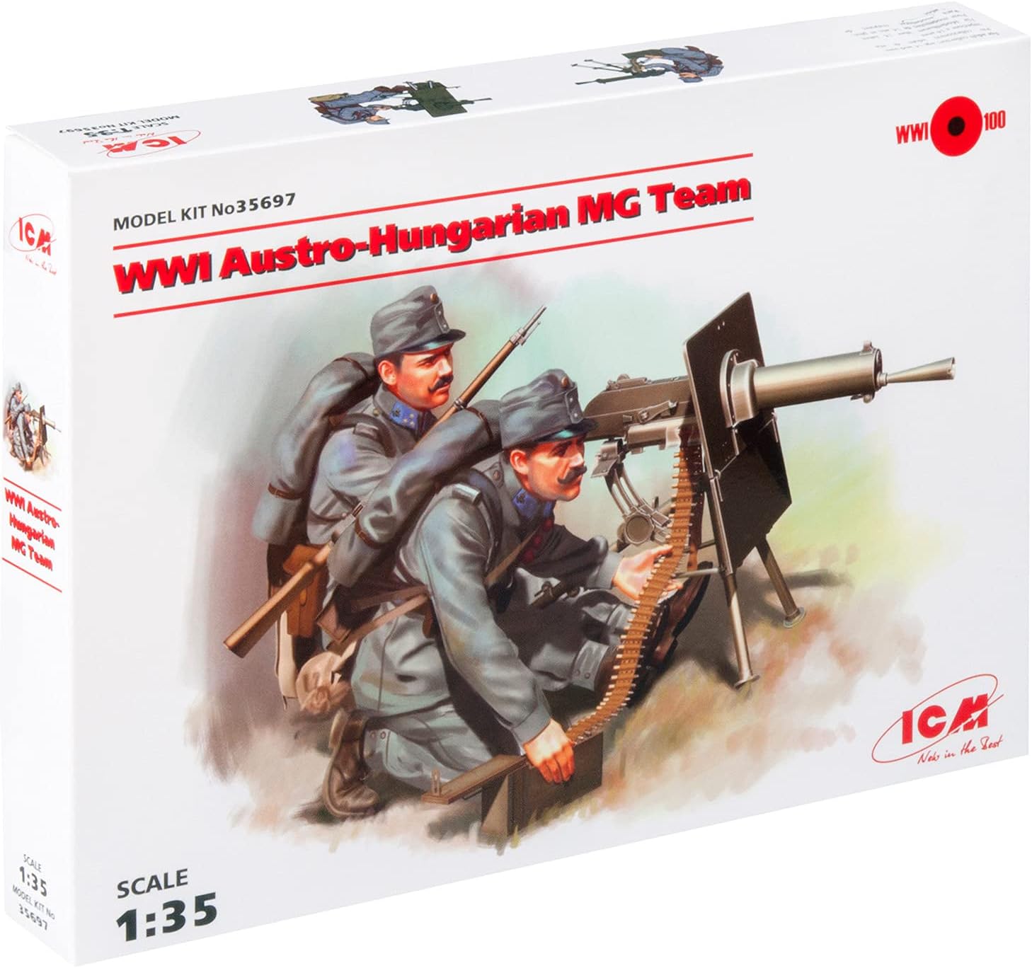 ICM ICM35697 35697 WWI Austro-Hungarian MG Team Figure 1:35 2 Figs, Black