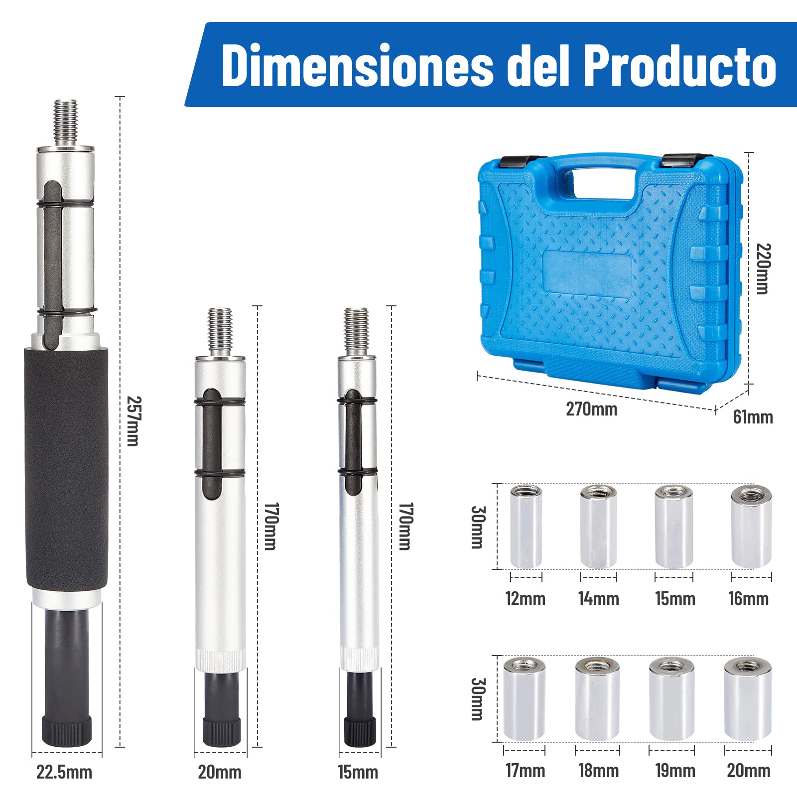 11 Piezas Centrador de Embrague, Juego Herramientas Embrague Universal de 12-20 mm, Alineador Embrague Portátil para la Mayoría de Turismos y Vehículos Comerciales Ligeros