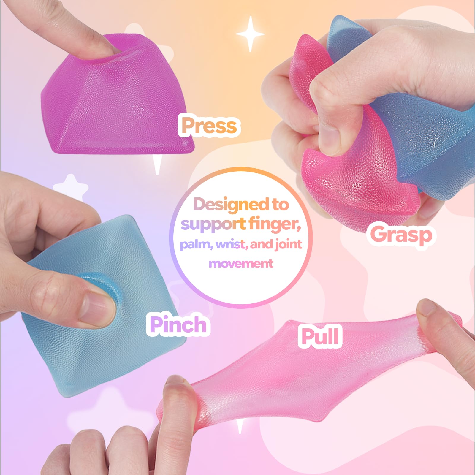 Jiezipeasy Triangle Bubble Squishy Toy 3-Colour Set, Soft TPR Stress Relief Squeeze Toy - Image 2