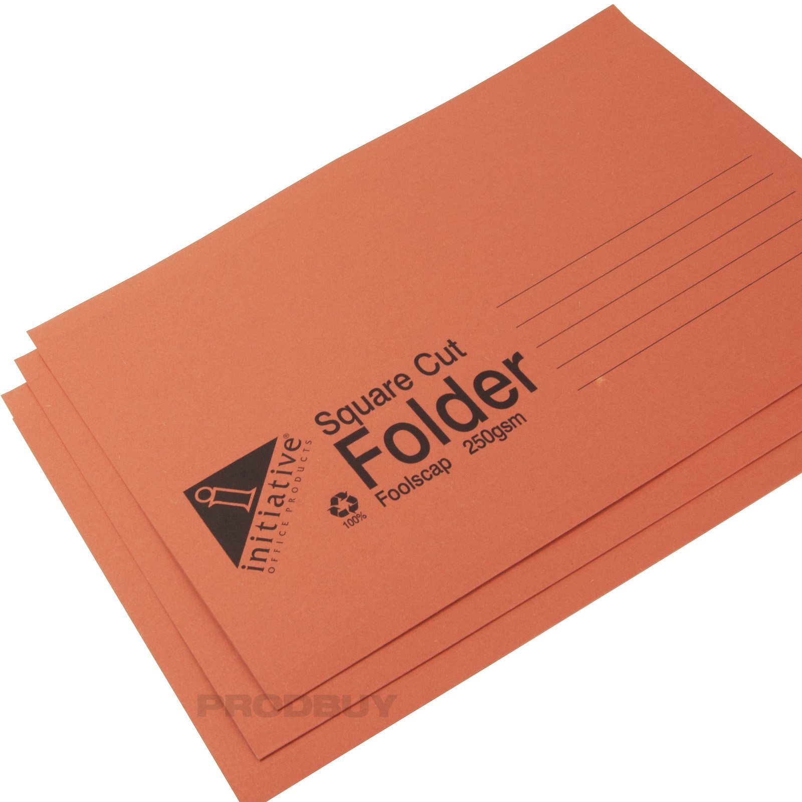 [100 Pack] Foolscap 250gsm Square Cut Folders (Orange)