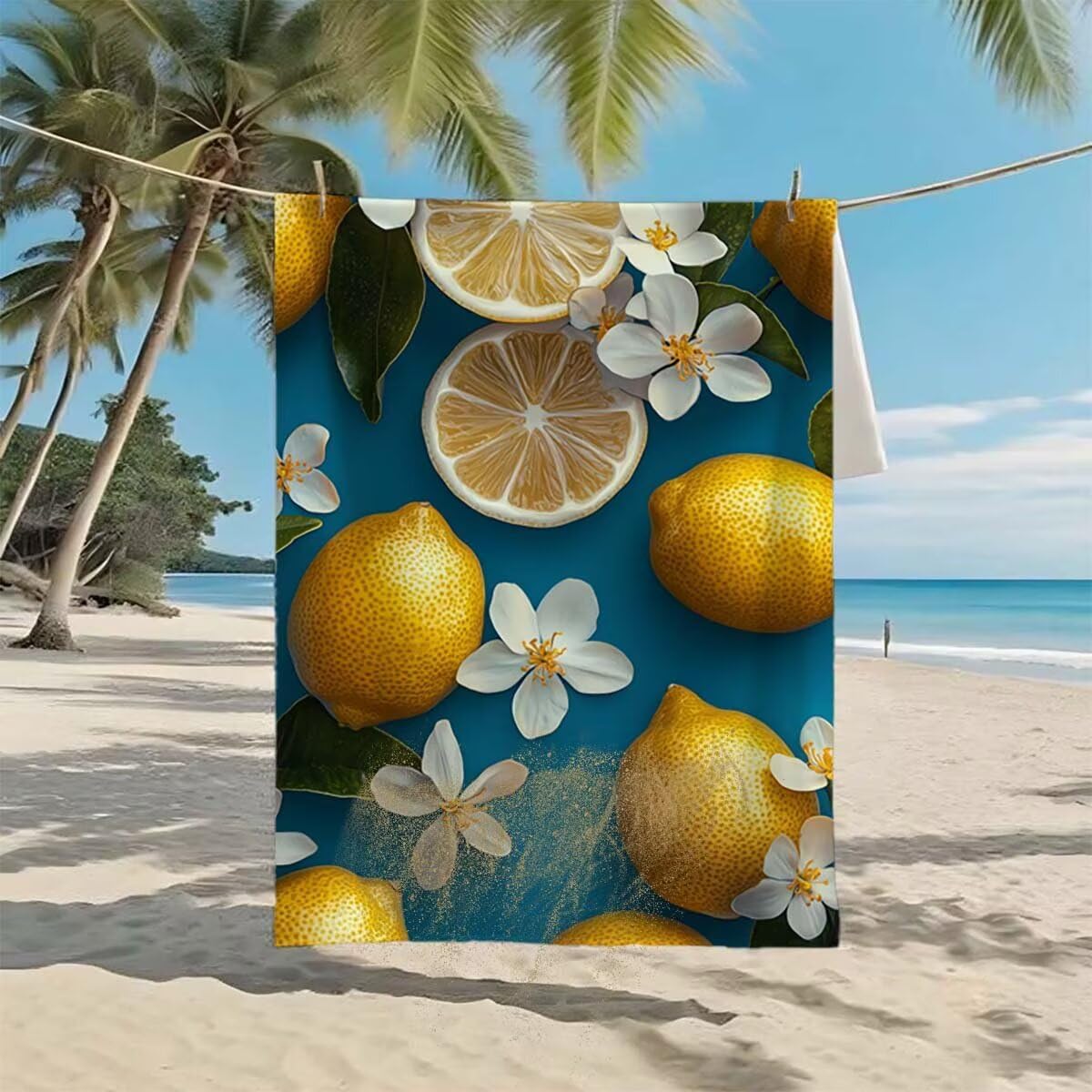 Strandtuch XXL 220x100cm/35x70cm 2er Set Mikrofaser Strandtuch, Schnelltrocknend Strandliege Kompakt Sandfrei Saunahandtuch mit Tasche, Mikrofaser Handtuch für Strand Reise Urlaub (Blume) F-51
