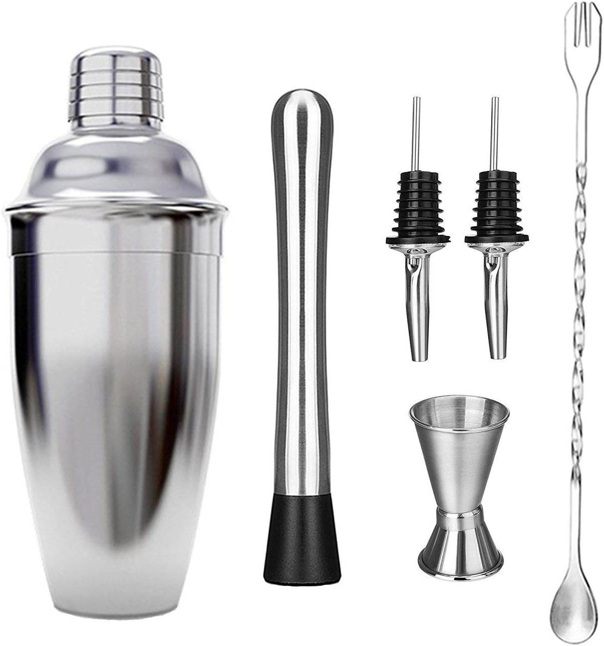 Cocktail Shaker Set Stainless Steel 6 PCS, TEPSMIGO Home