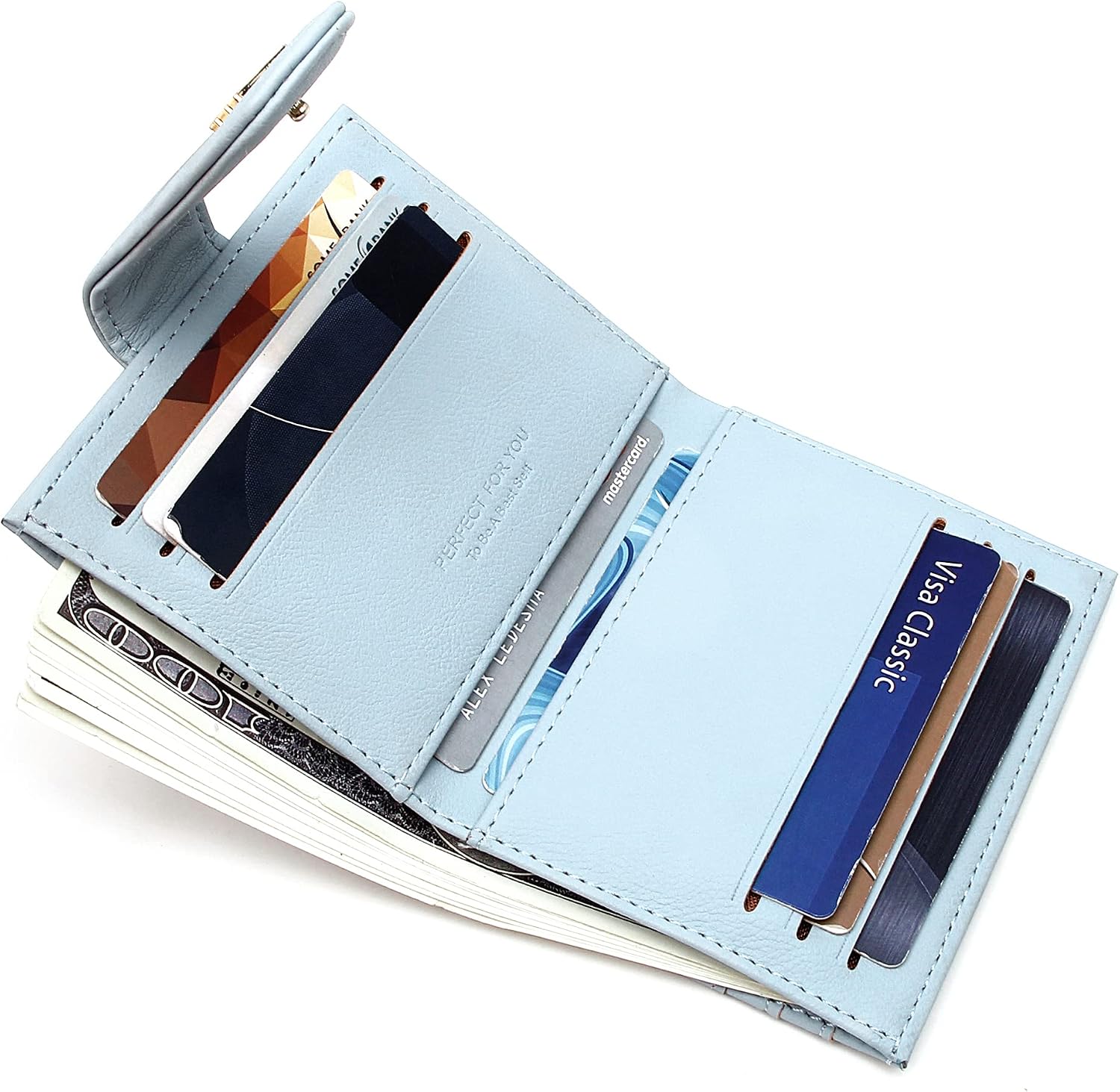Badiya Small Wallets for Women Bifold Multi Card Case Wallet Slim Credit Card Holder with Zipper Coin Purse image 2