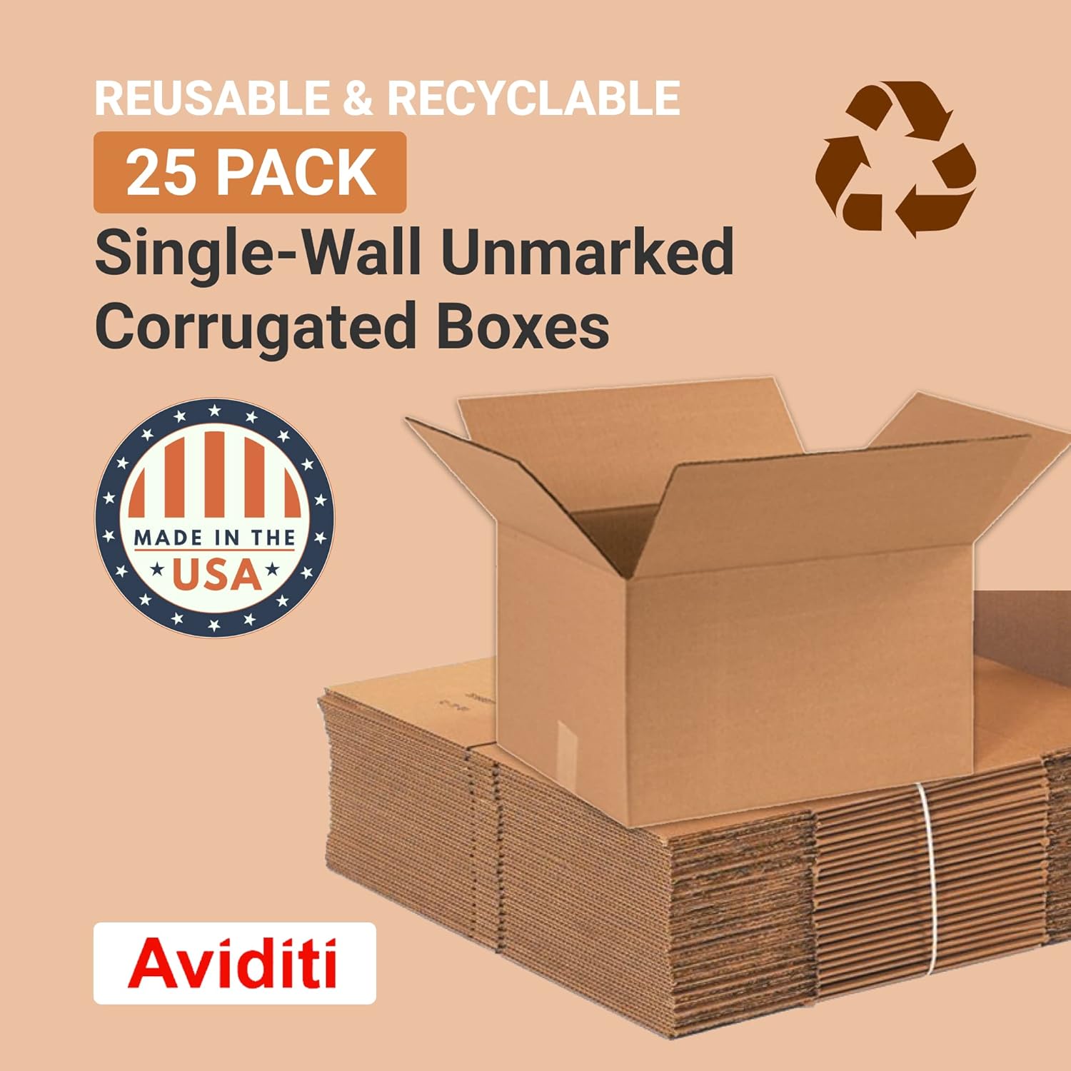 Partners Brand 12 x 9 x 10" Corrugated Boxes,12"L x 9"W x 10"H, Pack of 25 | Shipping, Packaging, Moving, Storage Box for Home or Business, Strong Wholesale Bulk Boxes