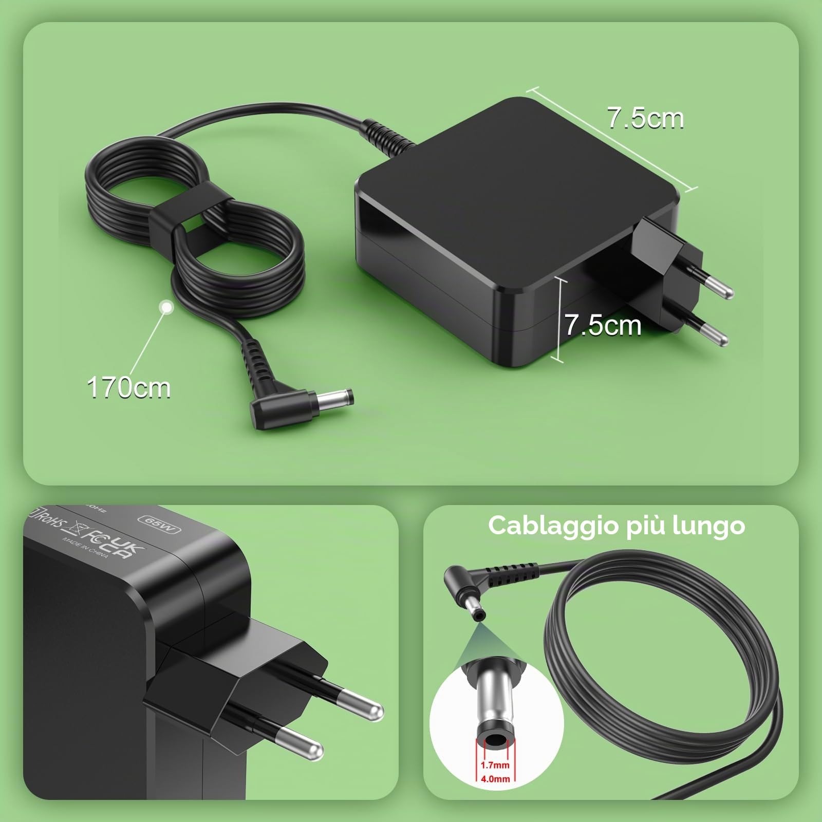 Alimentatore di rete da 65 W per Lenovo