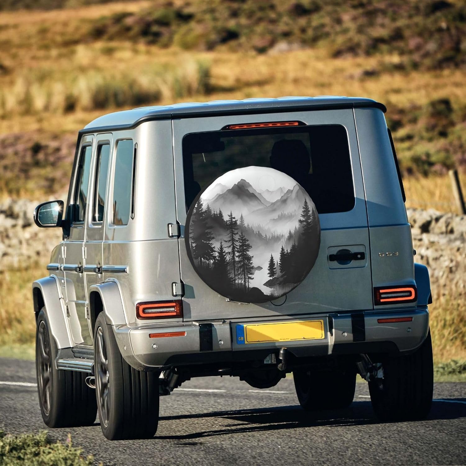 Spare Tire Cover Mountain Lake Tree Landscape Wheel Covers Weatherproof Universal Wheel Protectors for Rv SUV Camper Travel Trailer 15 Inch
