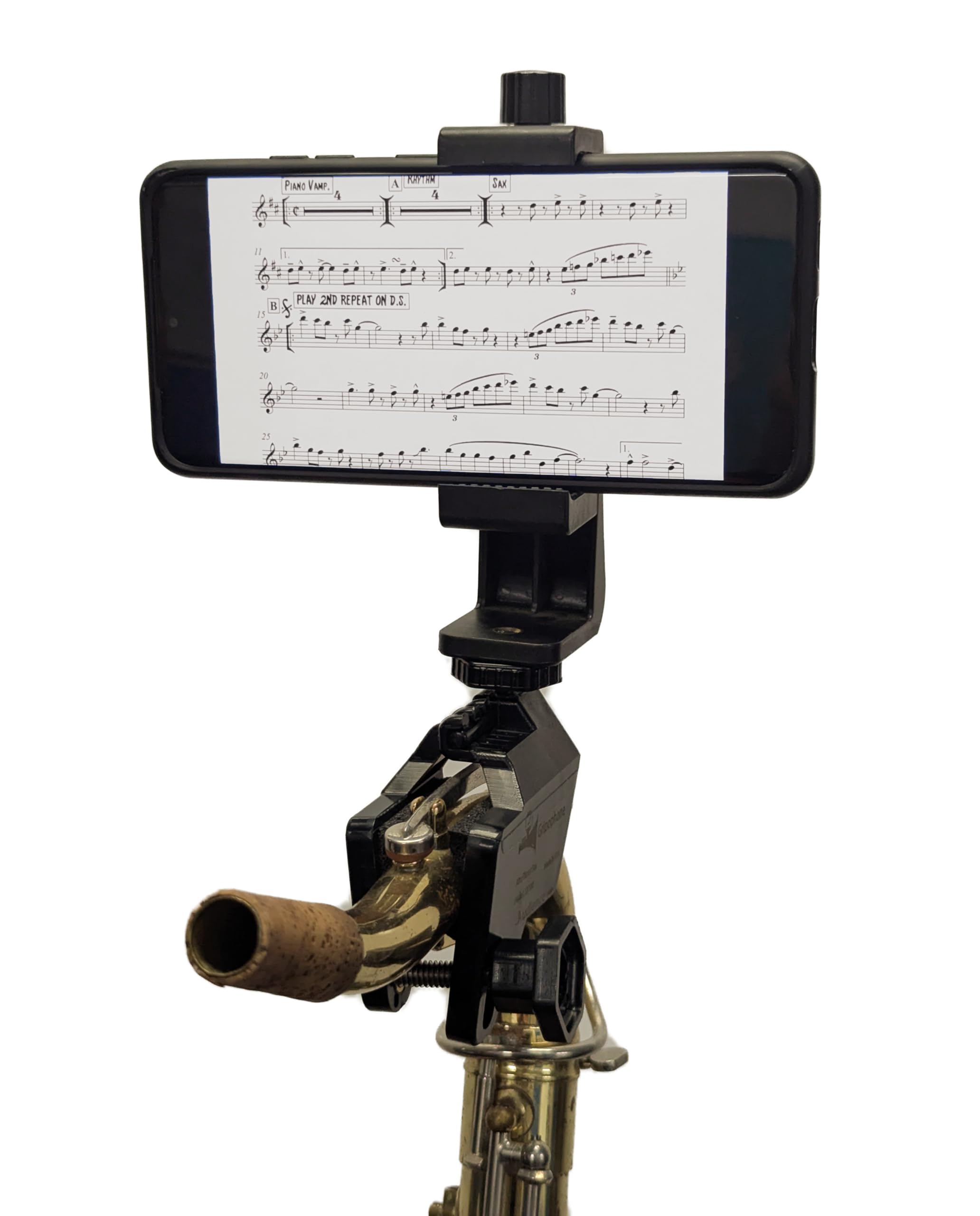 Gripophone Alto, Tenor, & Bari Sax Phone Mount Lyre - SX100 - Made in USA