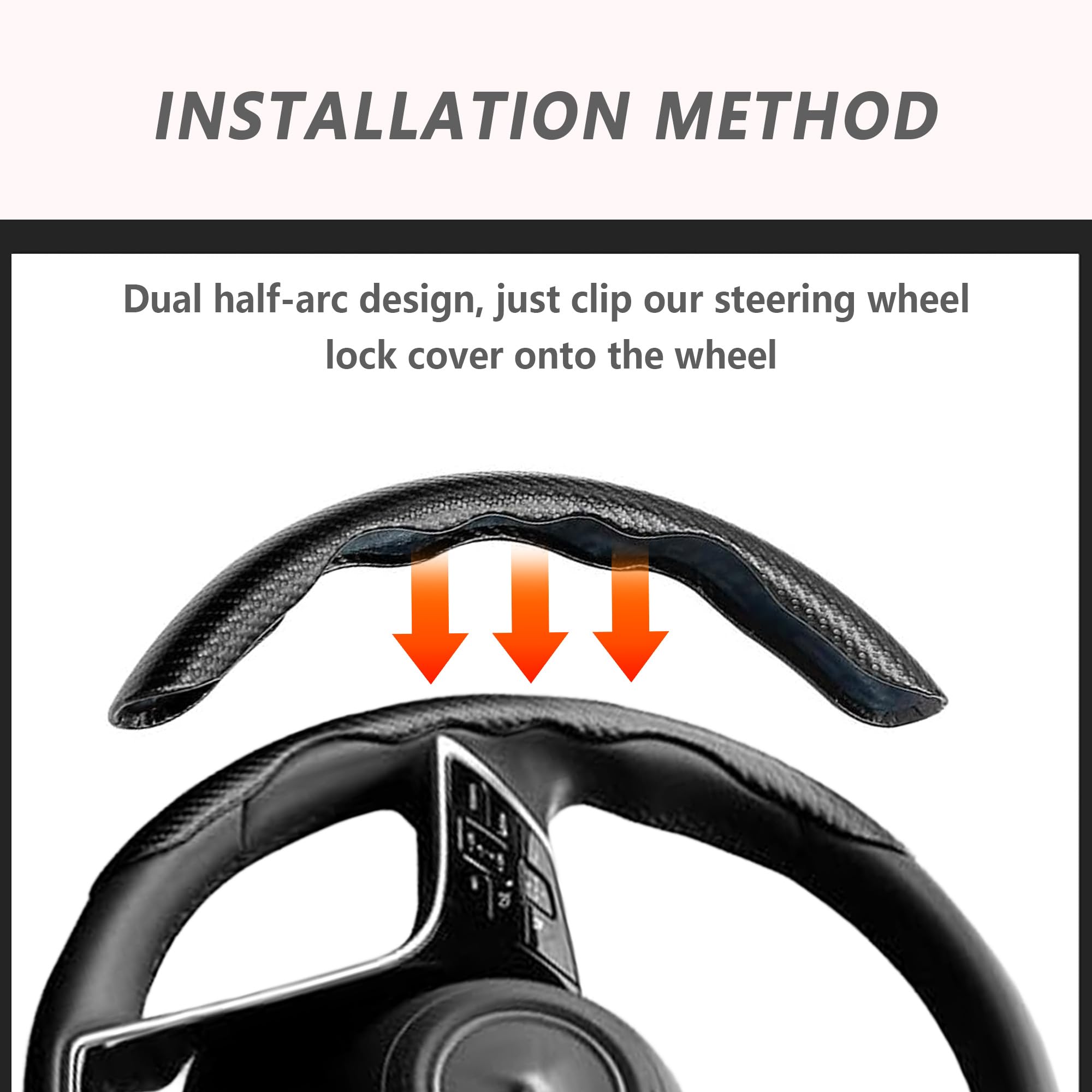 Fibra di Carbonio Coprivolante Auto,Sicuro e Antiscivolo Accessori Auto per Uomini e Donne,Universale 38cm Copri Volante per Auto,Coprimanubrio AAuto per Camion SUV (Nero)