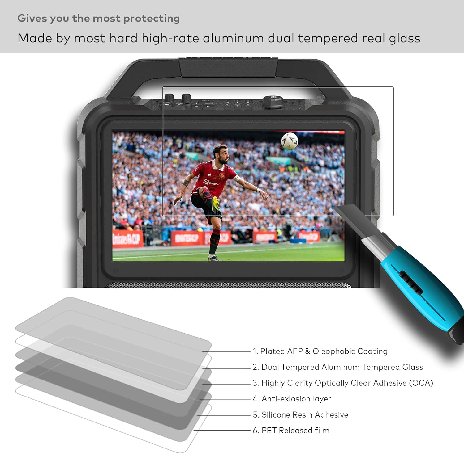 Premium Tempered Glass Screen Protector designed for Monster Vision Portable TV Entertainment System 15.6" Display Touchscreen 9H Anti Scratch (HD Clear)