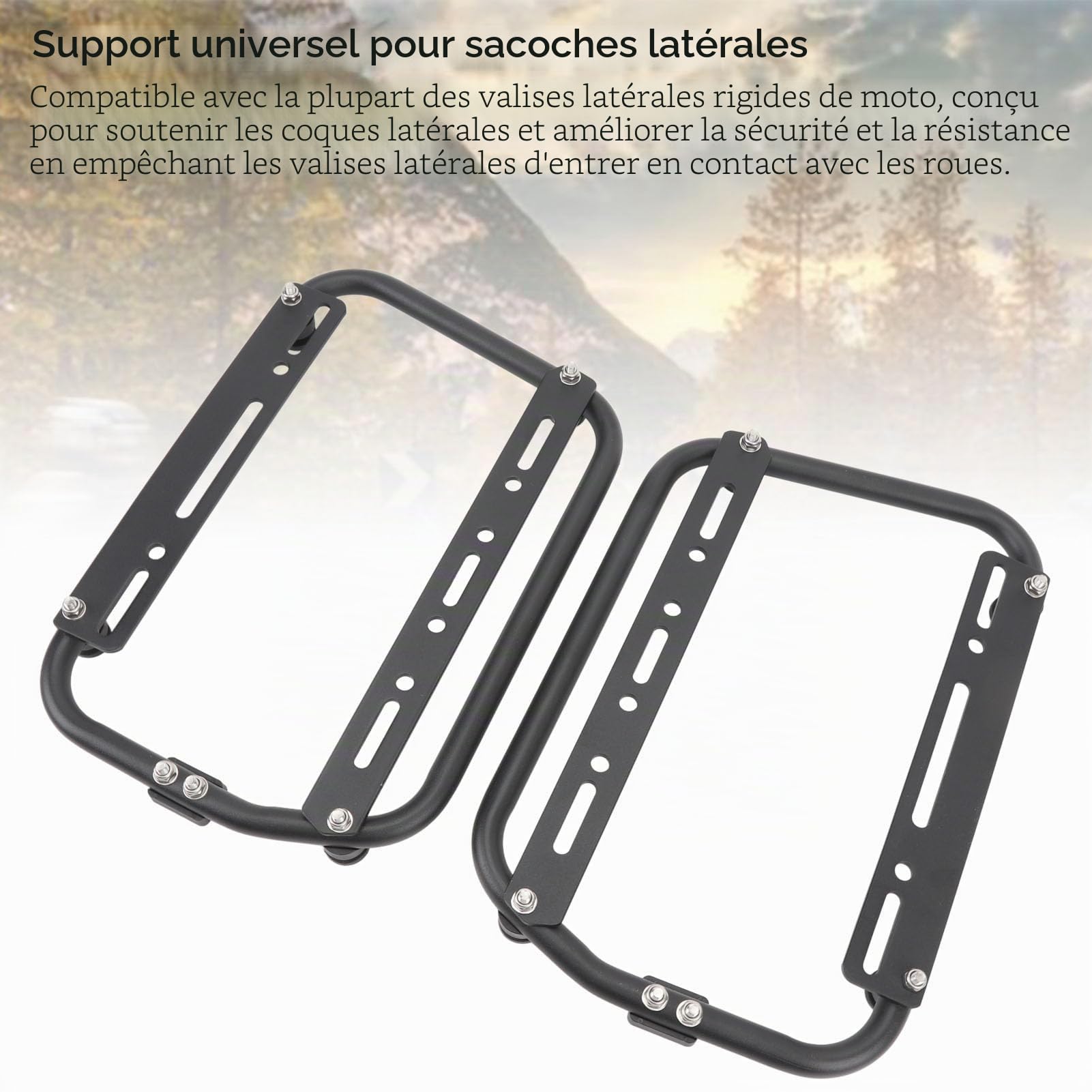 Support de Barre de Support de Sacoche de Selle Latérale, Supports de Support Latéraux de Moto, Alliage D'aluminium, Revêtement en Poudre Noire, Résistant à l'usure, Robuste,