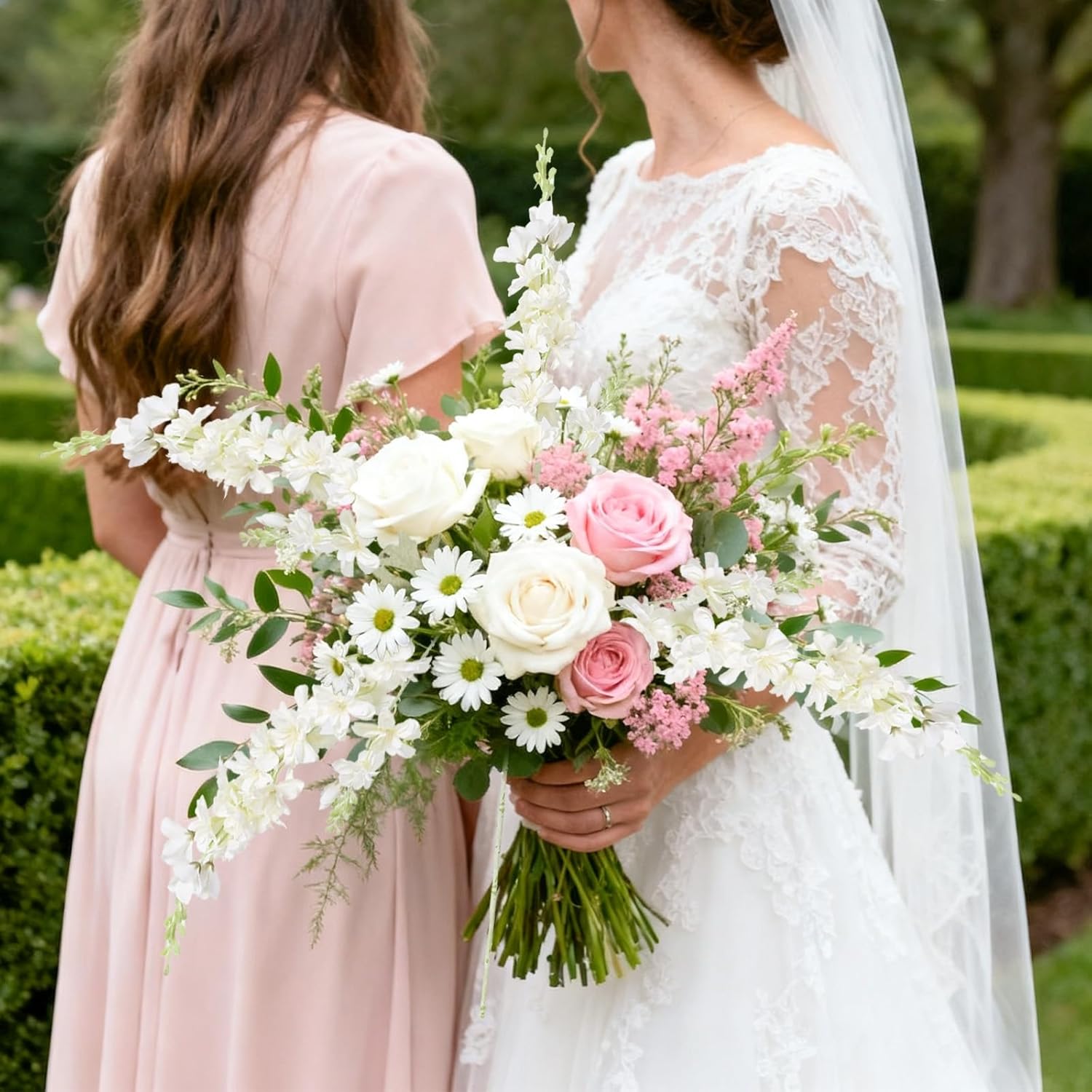 IPOPU 6 pcs White Delphinium Artificial Flowers Larkspur Artificial Flowers, 33.5 in Fake Flowers Bulk Silk Flowers with Stems Real Look for Home Garden Wedding Arrangement Decor(White) - Image 3