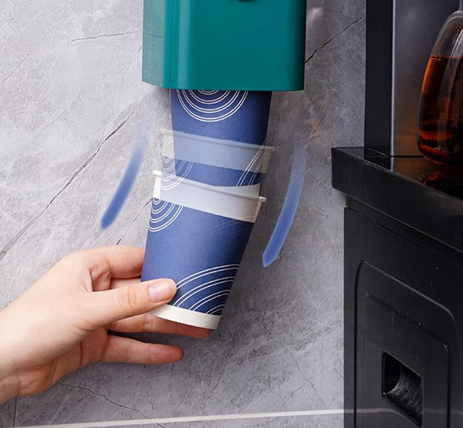 Dispensador de vasos de papel, estante autoadhesivo de pared para vasos desechables, ideal para almacenamiento en el hogar y el baño
