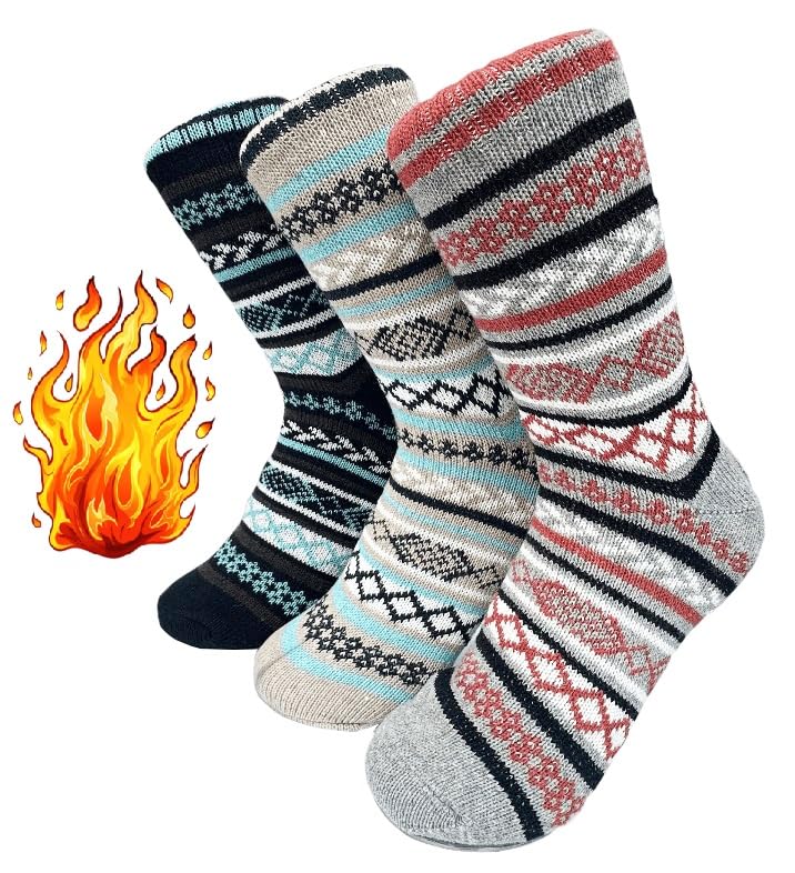 3 Pair Multicolor Soft & Woolen Cozy Knitted Winter Thick Warm Stretchy Elastic Socks (Without Thumb) for Women Girls-image-8