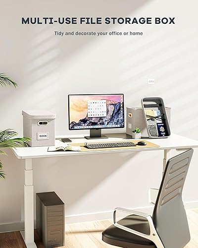 Miniatura 6 de Oterri Caja organizadora de archivos con tapa, caja de archivos colgante con bolsillo de malla, caja organizadora de documentos para archivos de