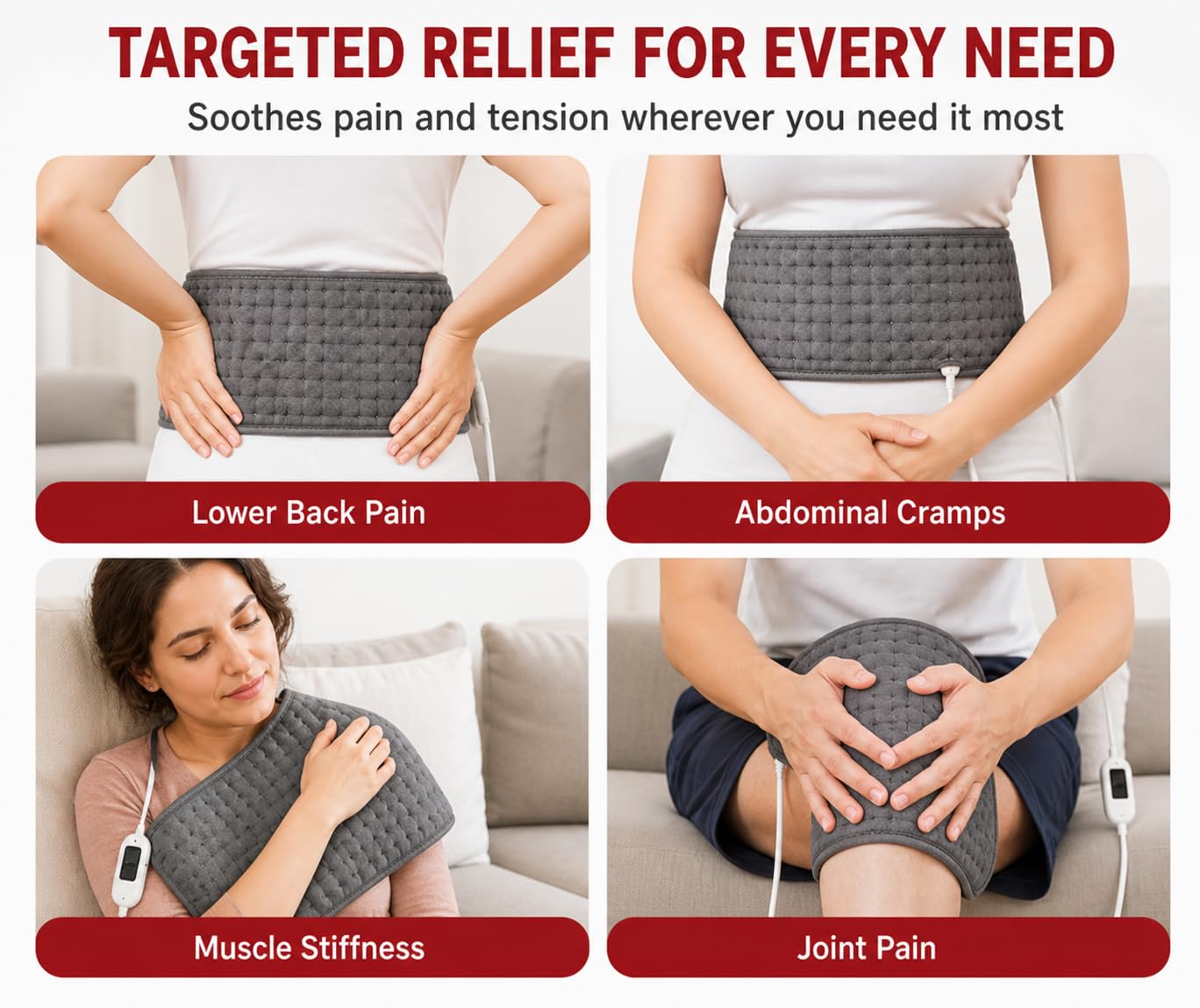 Meditive Orthopedic Electric Heating Pad for Pain Relief – Ultra Soft Material with Fast Heating Technology Heating belt for Back 3