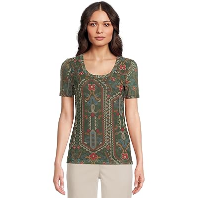 Johnny Was Nanette Short Sleeve Mesh Tee skylar bloom