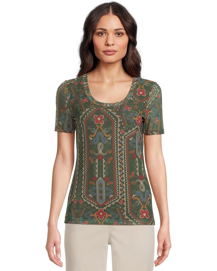 Johnny Was Nanette Short Sleeve Mesh Tee - Main View