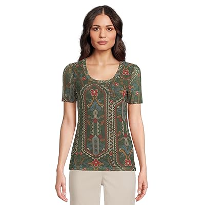 Johnny Was Nanette Short Sleeve Mesh T Shirts Women