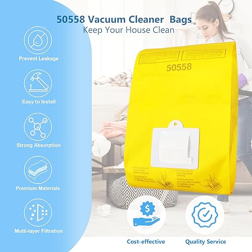 Miniatura 4 de Paquete de 25 bolsas de vacío de repuesto compatibles con Kenmore Canister tipo C 5055, 50555 50557, 50558, y Panasonic tipo C-5 C-18-Premium bolsas