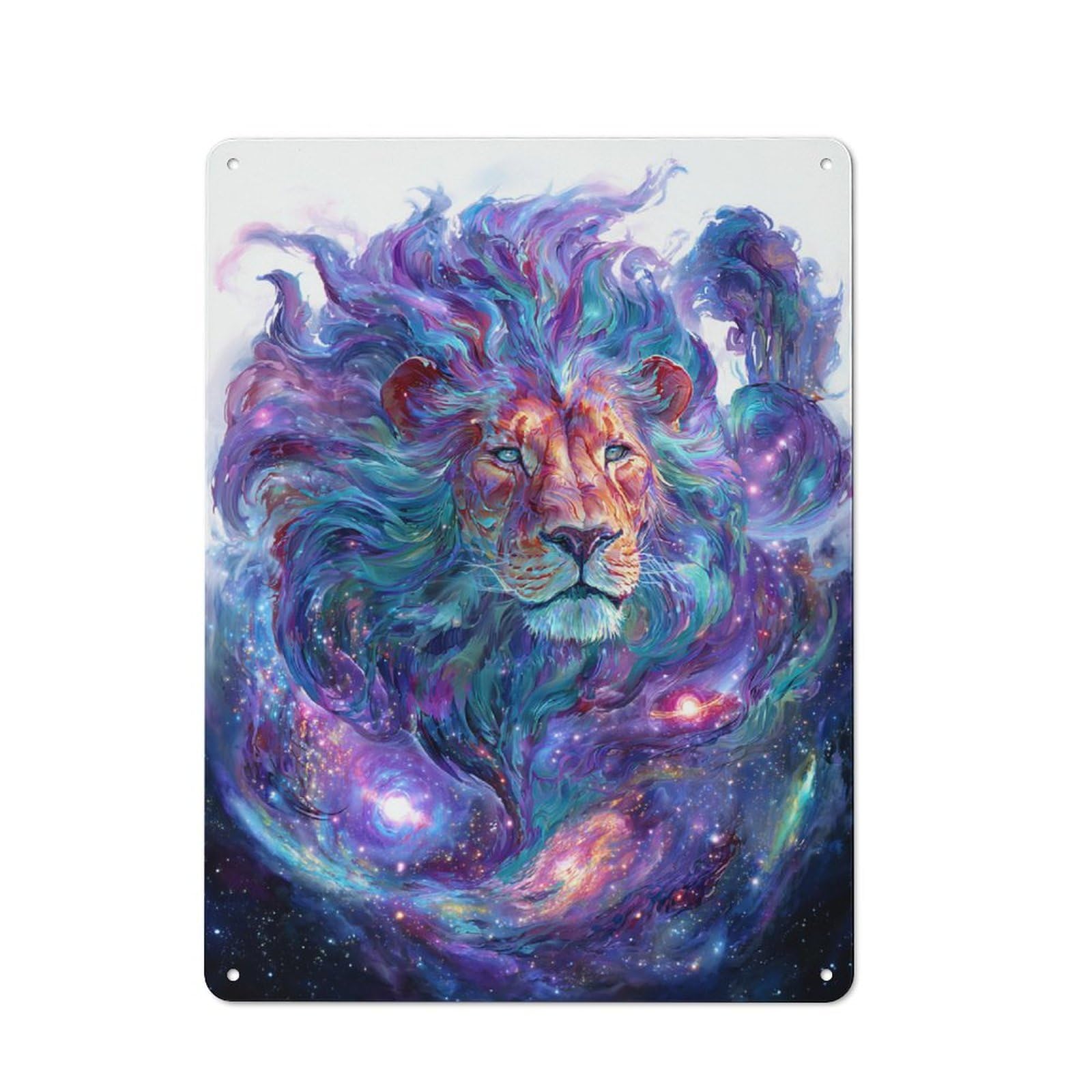 Cosmic Lion Majesty Vintage Tin Sign 40x30cm, Rustic Bistro Wall Plaque for Kitchen, Cafe, Pantry Or Dining Room