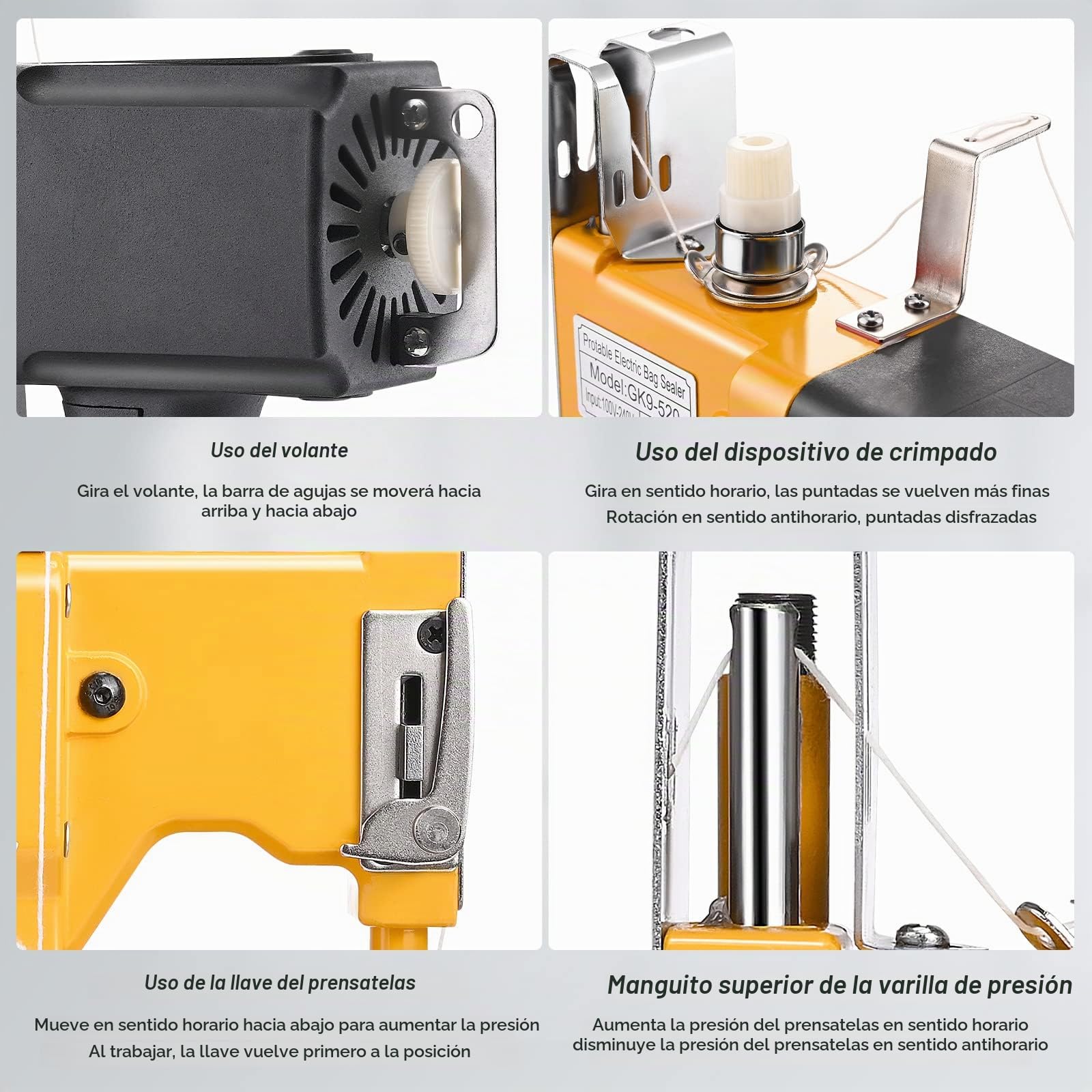 220V cosedora de sacos,2600 puntadas/minuto Máquina de coser portátil Máquina de coser más cercana Bolsa de embalaje para bolsa de plástico de papel de arroz saco de piel de serpiente