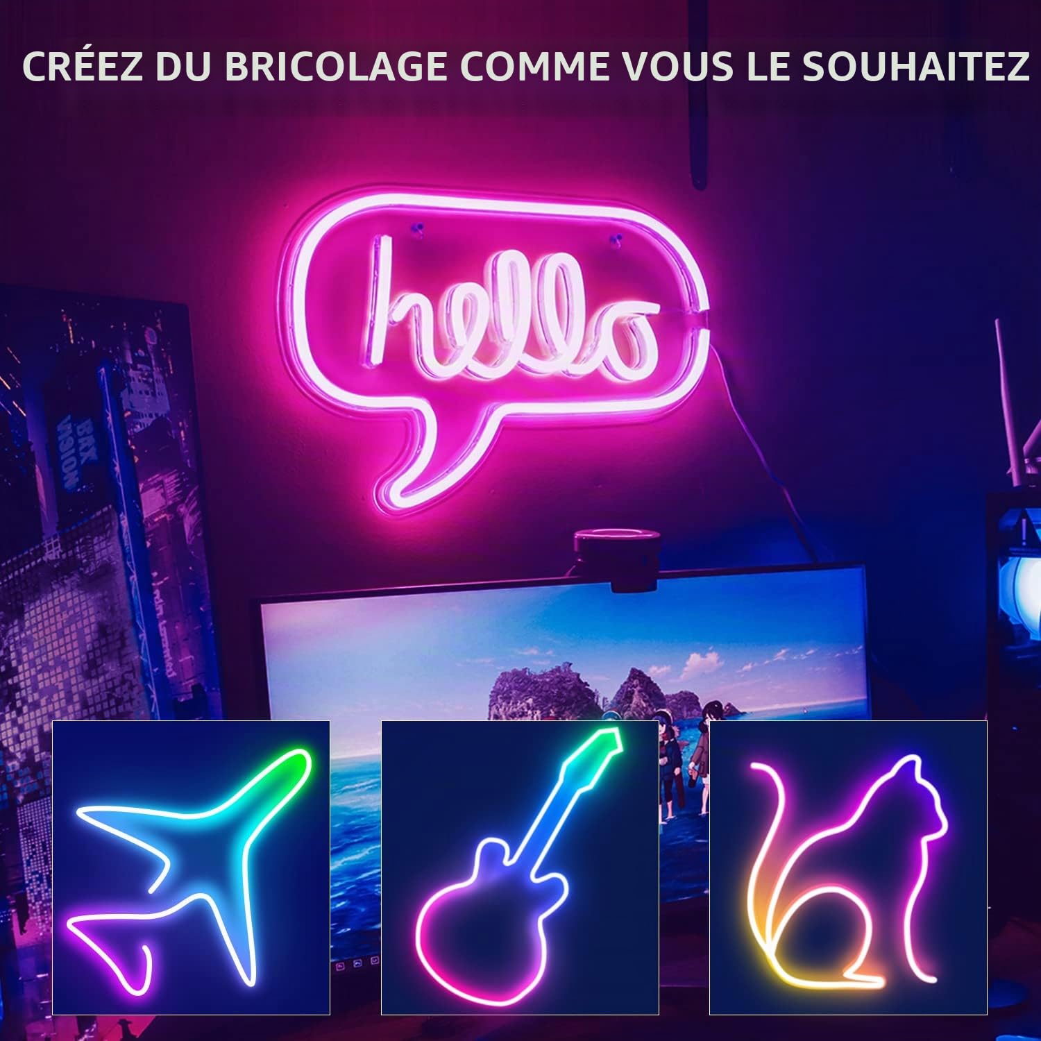 Segrass Bande LED Néon de 10 m avec commande APP, télécommande, bande RGB flexible étanche IP65, bande de 24 V pour la décoration de la chambre, de la pièce et de l'extérieur