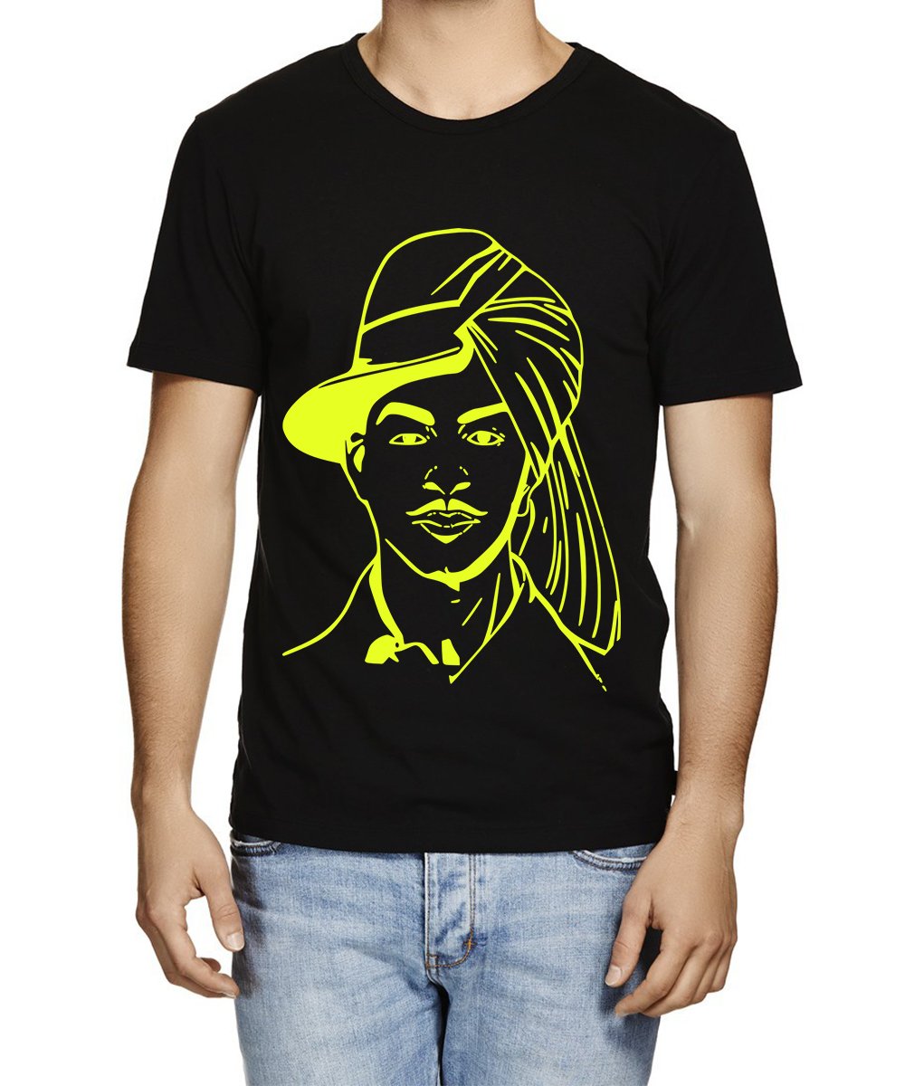 Caseria Men's Cotton Printed T-Shirt -2side Shaheed Bhagat Singh | 100% Cotton | Half Sleeves | Regular Fit | Printed | Round Neck | Graphic T Shirt
