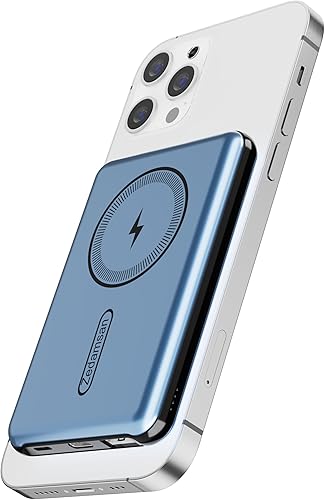 Zedamsan Cargador portátil inalámbrico para iPhone, mini batería magnética de 5000 mAh, 15 W PD carga rápida Mag-Safe Power Bank para iPhone