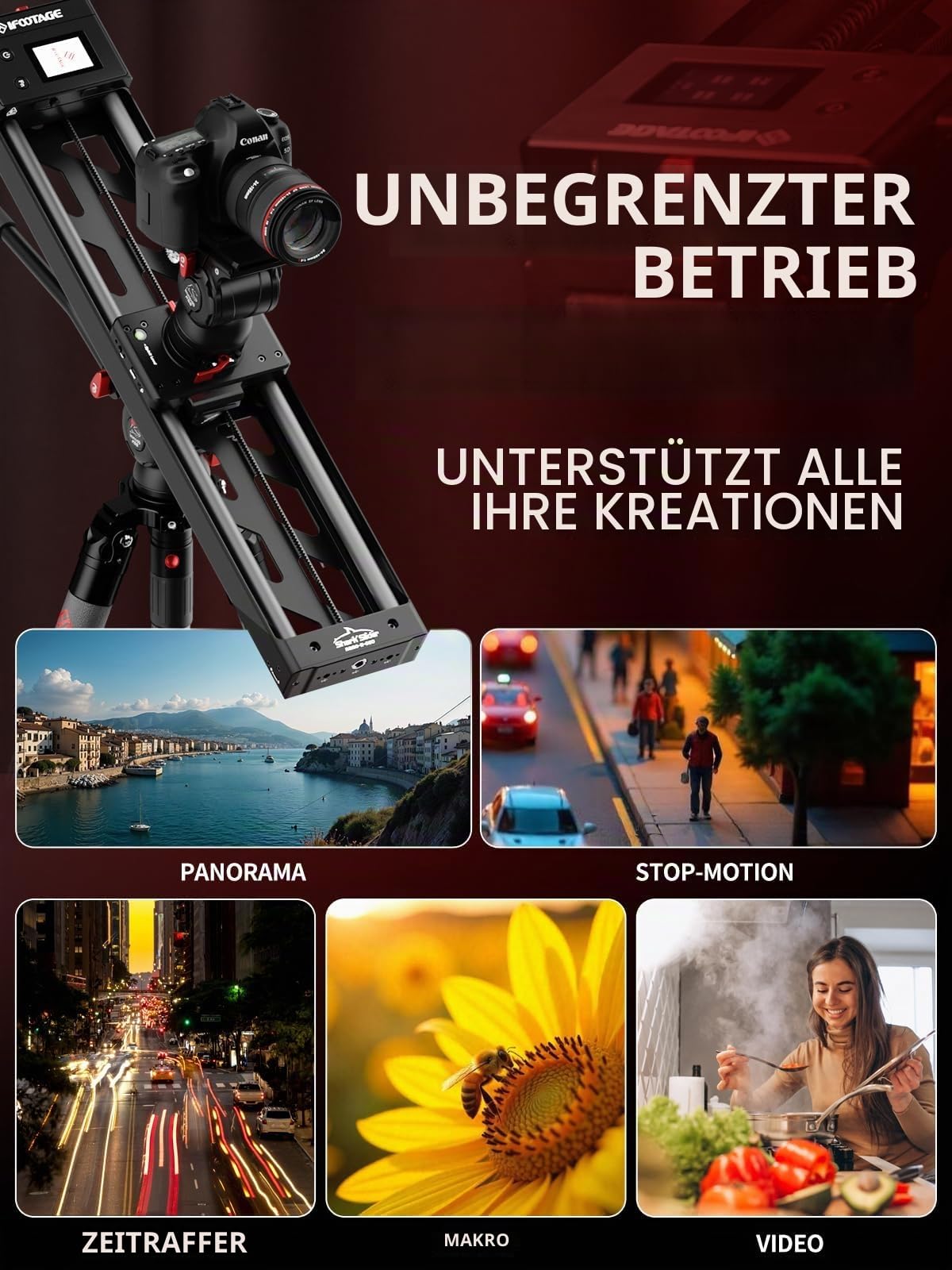 IFOOTAGE Shark Slider Nano II-860 (86cm) Motorisierter Kamera Slider,Mobile APP/IPS-Touchscreen-Steuerung,360°-Panoramaaufnahme, Extrem Leise
