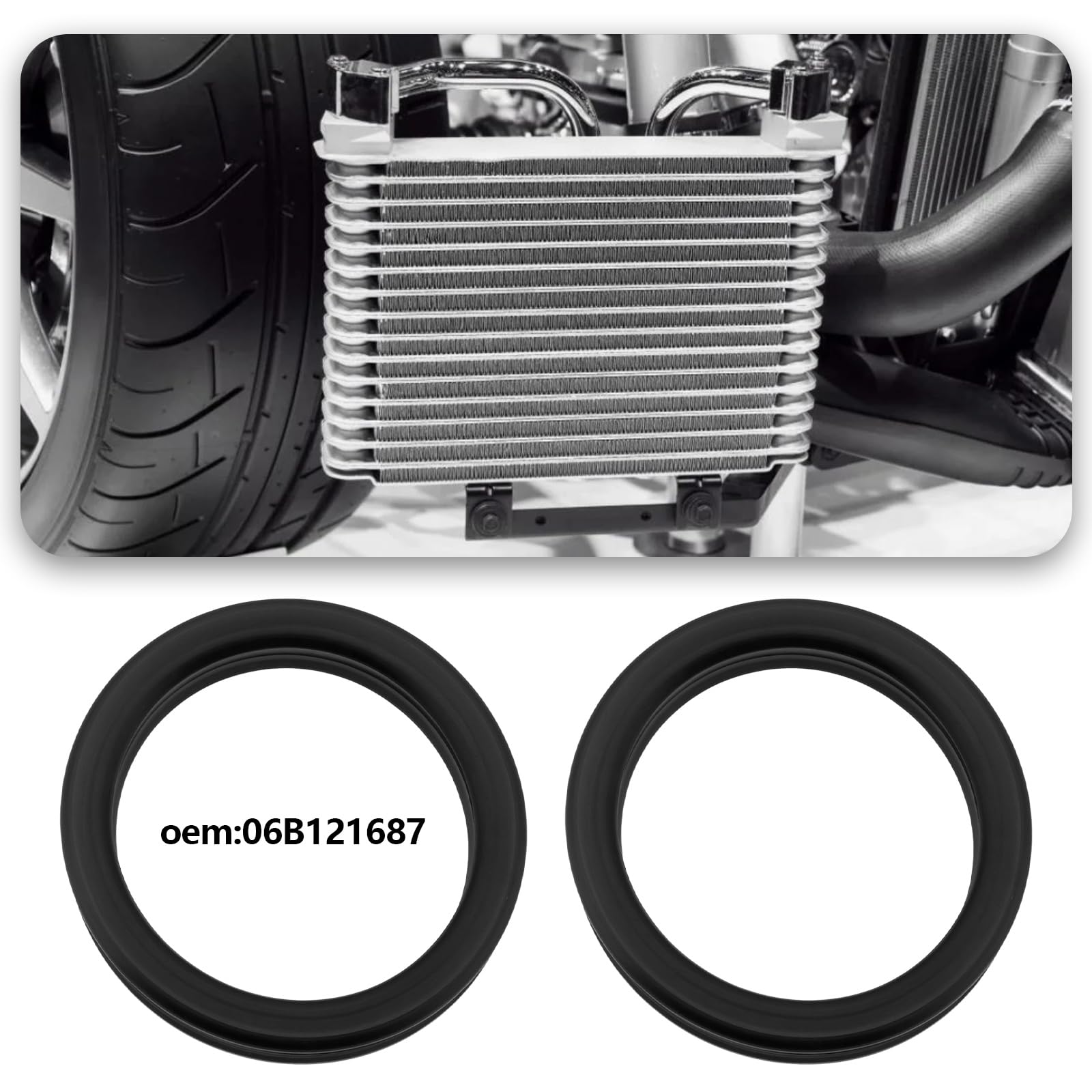 Briny River 4 Pieces Car Water Pipe Gasket Radiator Hose O-Ring 06B121687 Compatible With Audi A1 (2011-2015) Sportback (2011-2015) A3 (1996-2012) 26.5x20.5 x 5.35mm Black - Image 2