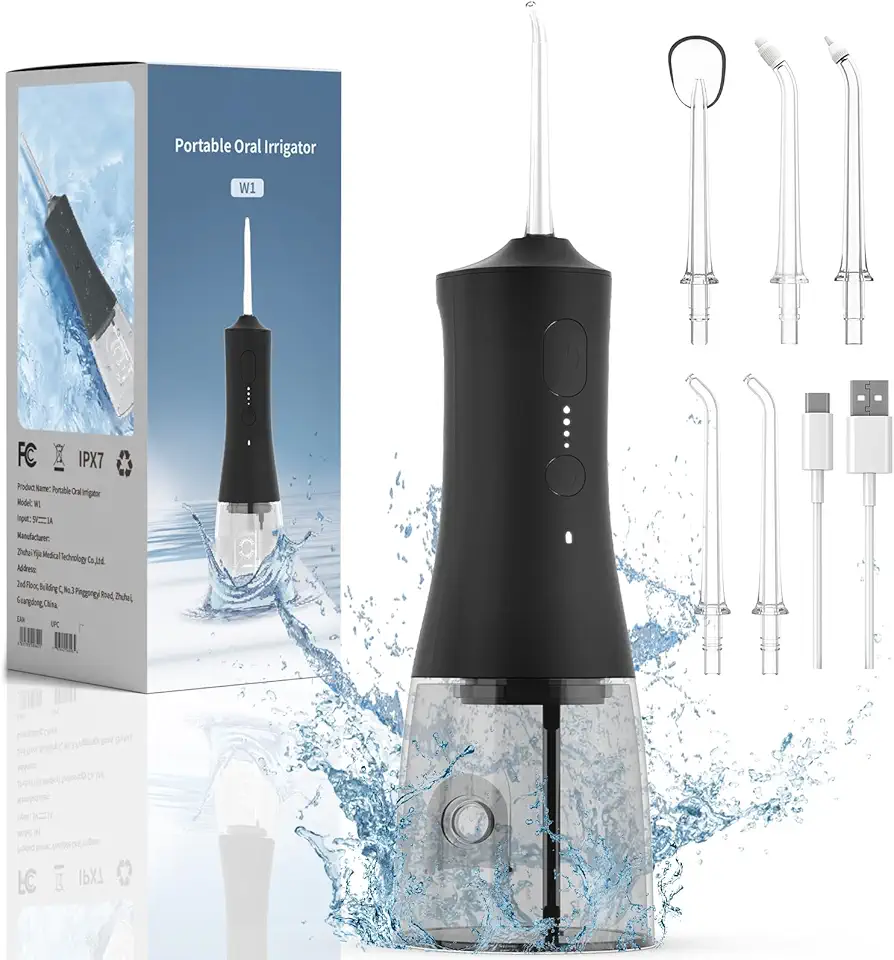 Water Flosser Cordless - 265ml Portable Water Flosser for Teeth with 6 Nozzles, 1400 Pulses/Min, 4 Modes, IPX7 Waterproof, 60-Day Battery for Braces, Sensitive Gums, Travel &amp; Family Use