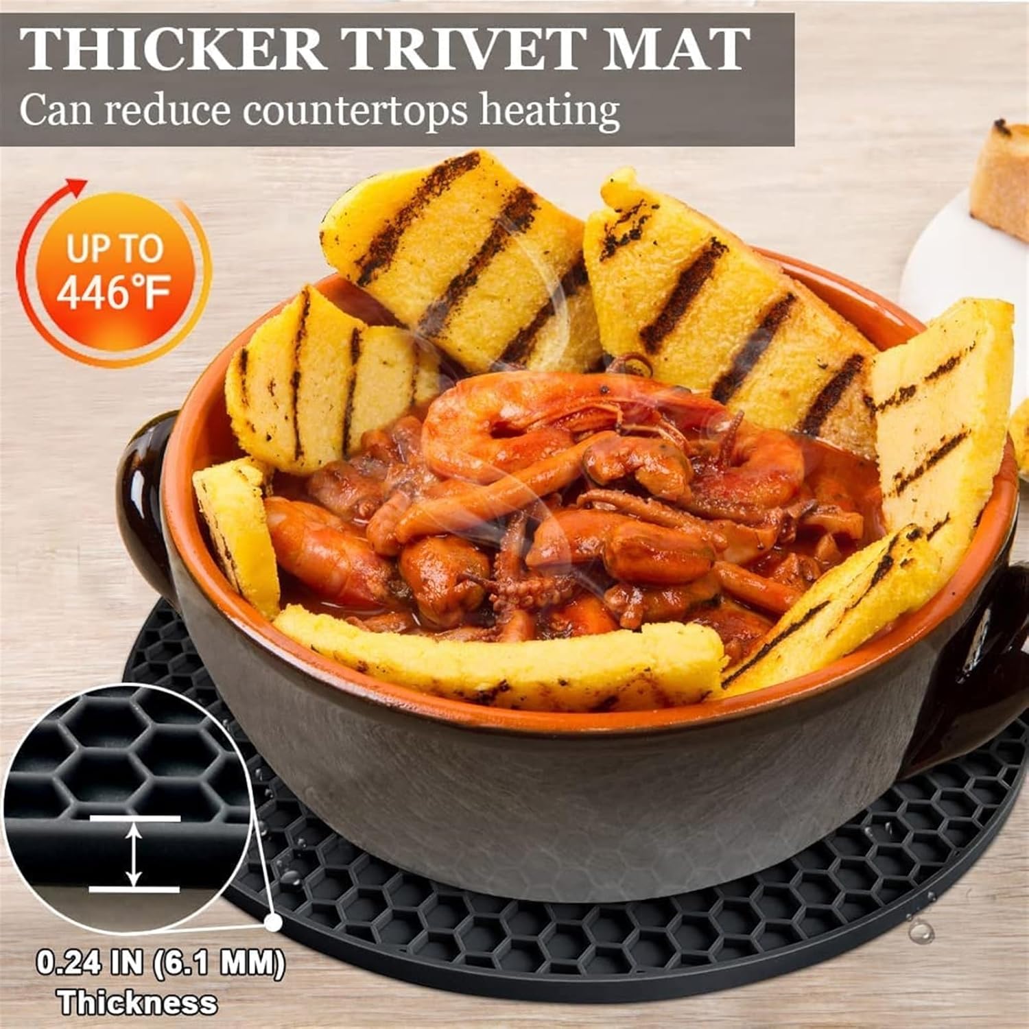 Silicone Trivet Mats - 4 Heat Pot Holders, Multipurpose Non-Slip Pads for Kitchen Potholders,Spoon Holder (Round)(Red)