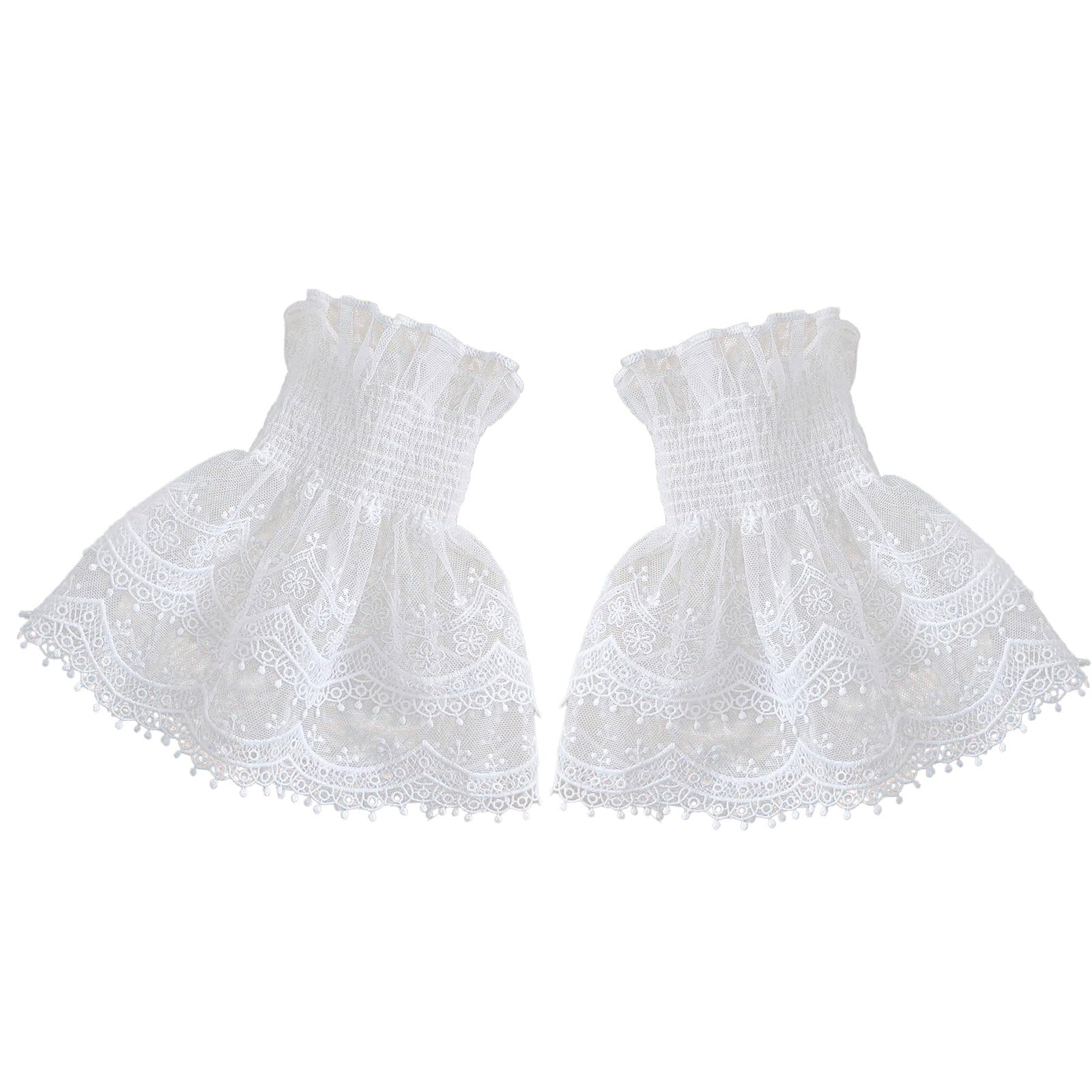 MICFENY Flared Decorative Lace Sleeves Wrist Cuff Extension Embroidered Flower Arm Covers For Women Girl Outfit Enhancement