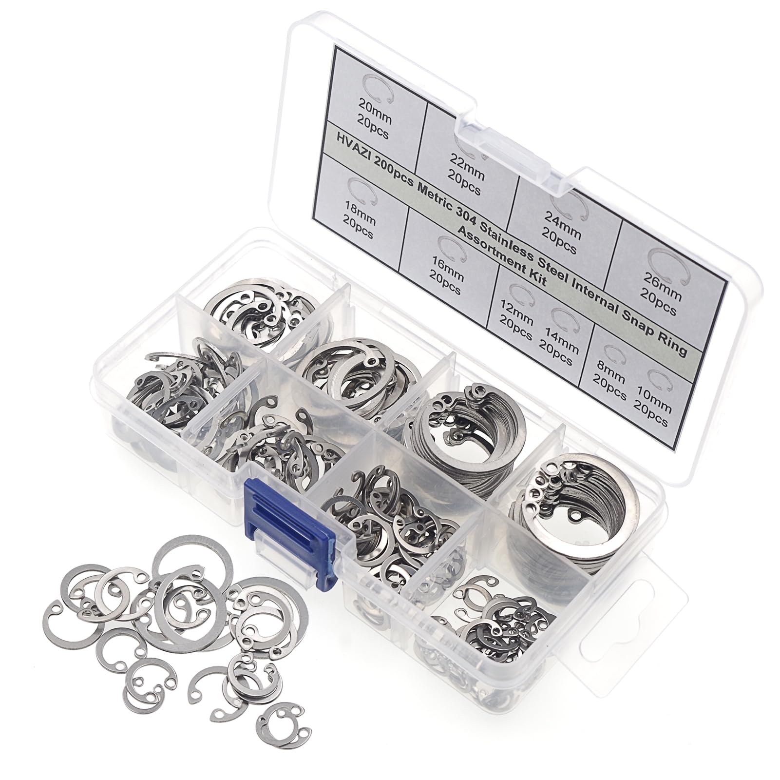 Stainless Steel Retaining Rings - 200 PCS Kit -2