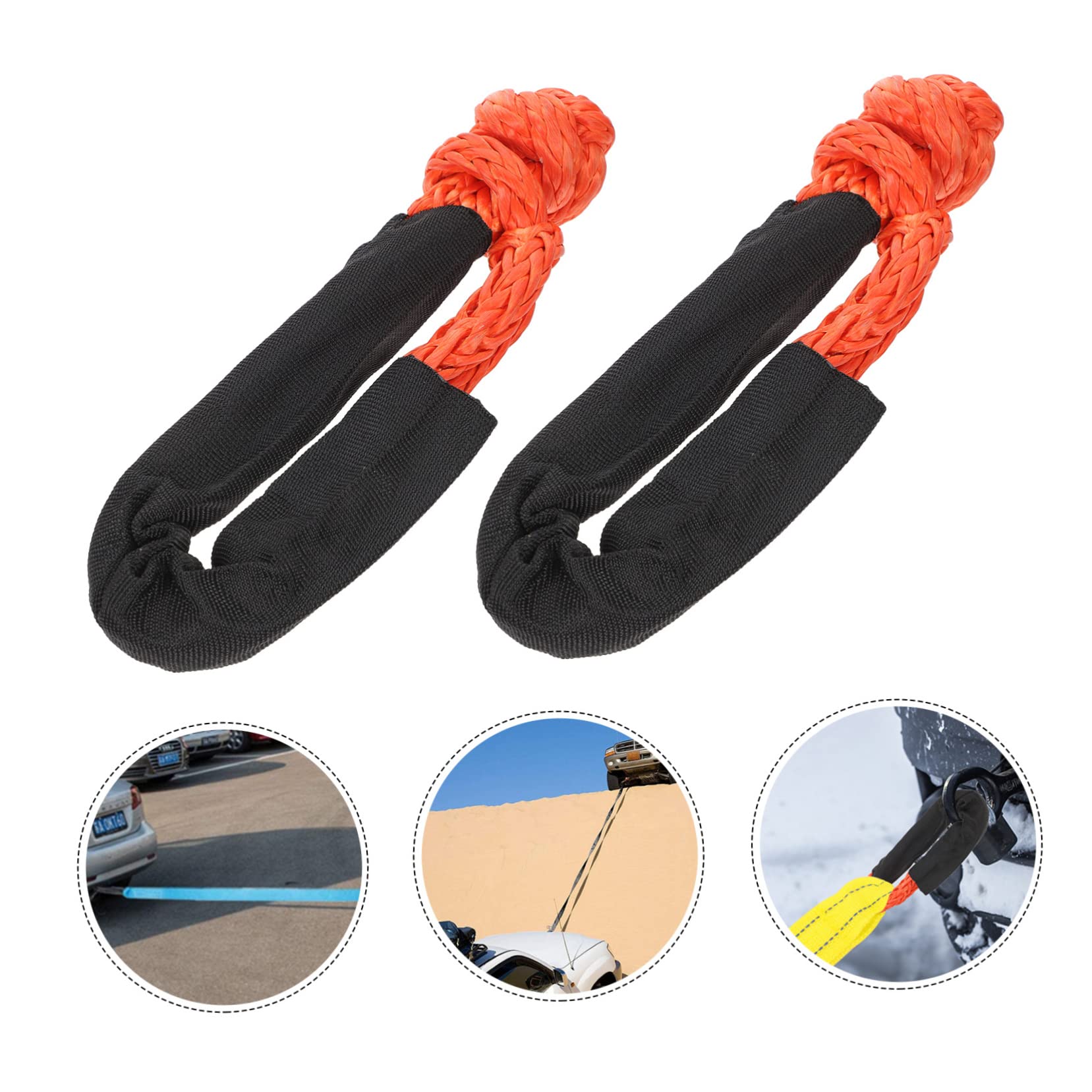 MOLUCKFU 2pcs Softer Shackle Rope with Protective Sleeve for Towing and Recovery Deep Orange Versatile for Off-Road Boating Suvs Atvs Trucks Heavy-Duty Pulling Capability