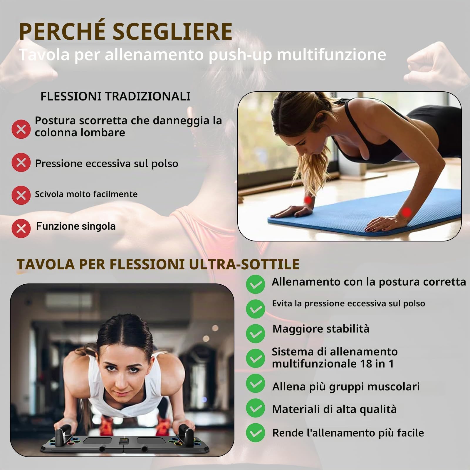 Tabella per flessioni con conteggio automatico, 24 in 1, attrezzatura per esercizi da casa, Ideale per allenare i muscoli del torace, bruciare grassi e potenziare, Perfetta per l'allenamento a casa