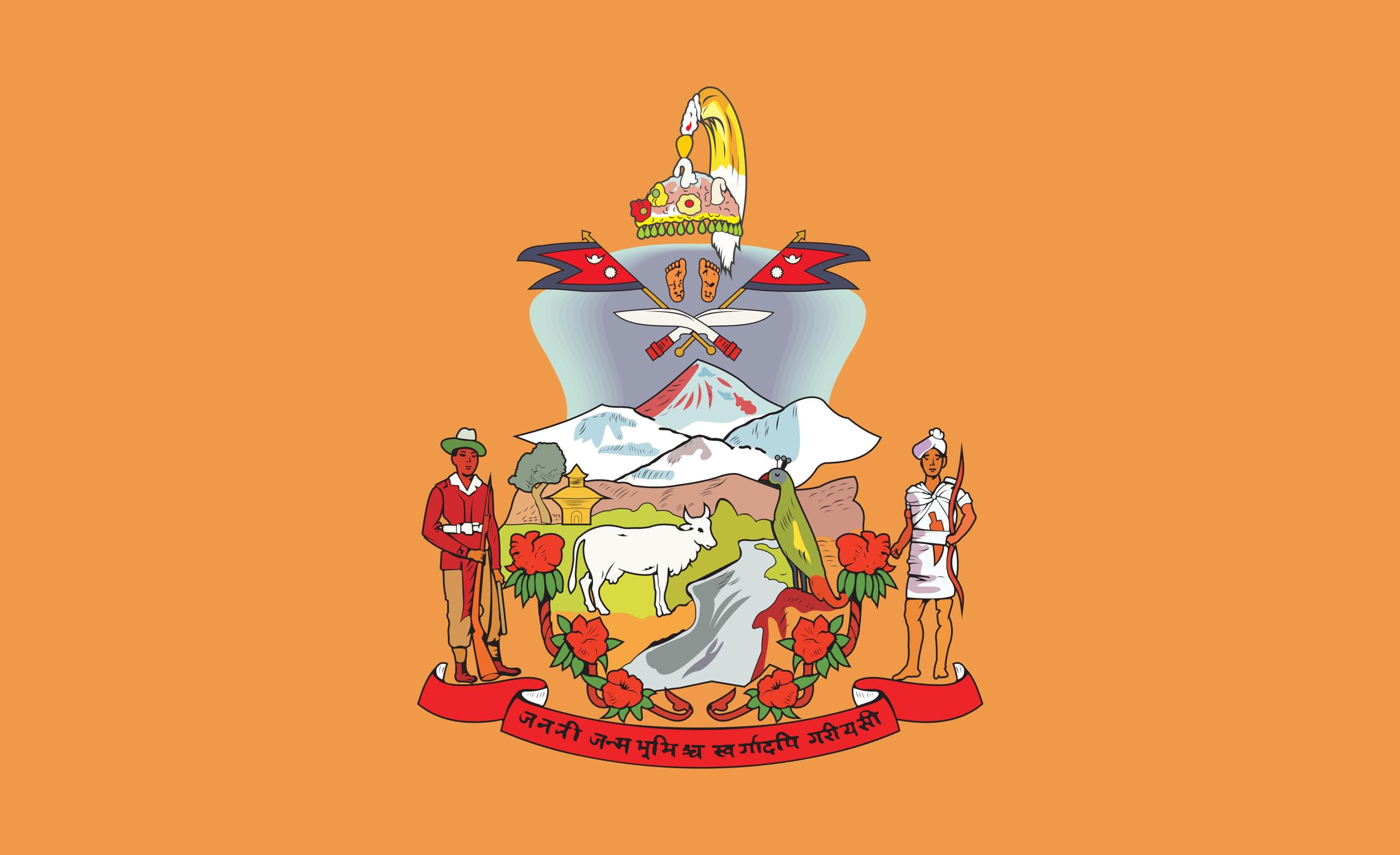 Drapeau du Népal Royaume 1962 de qualité supérieure avec armoiries nettes