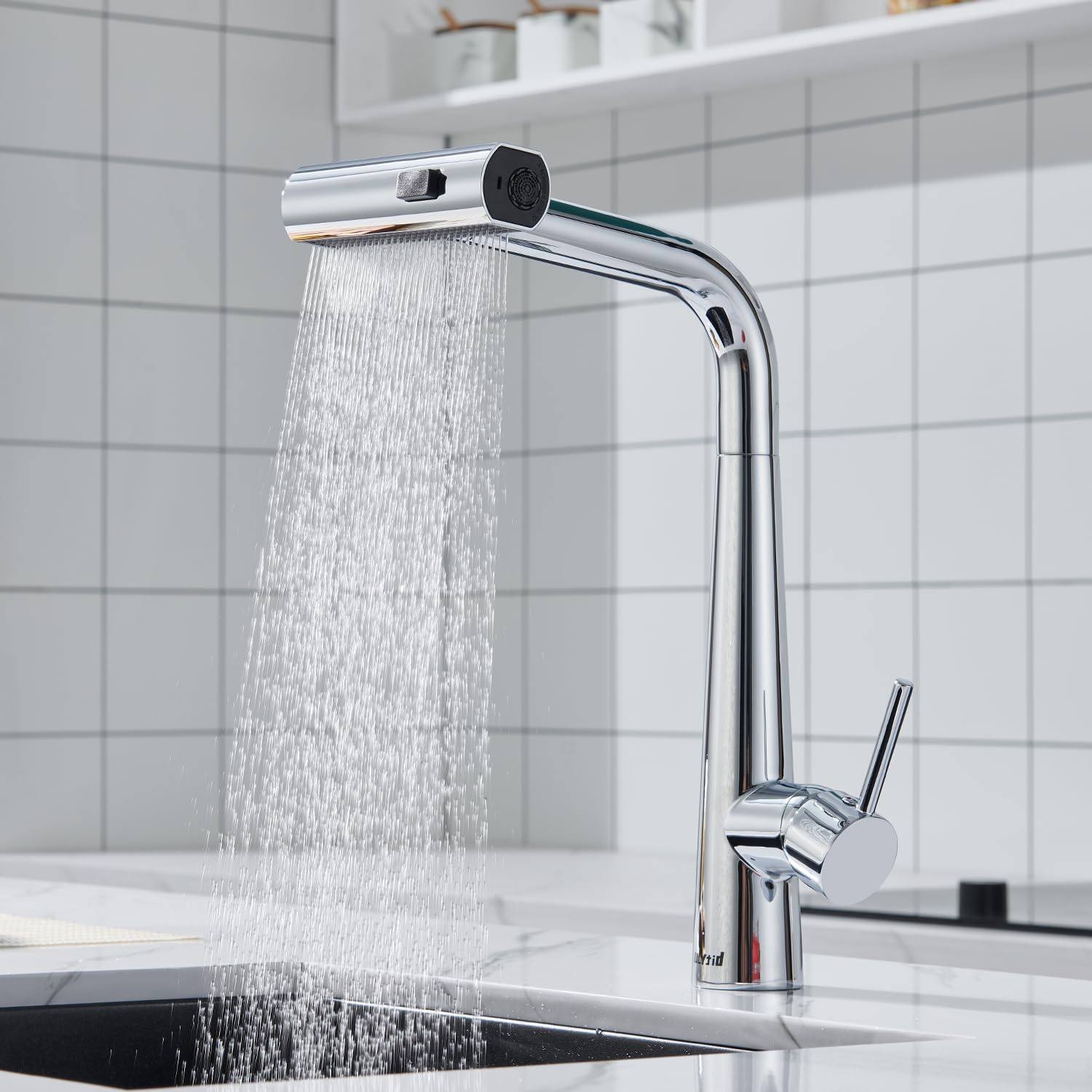 Rubinetto Cucina con Doccetta Estraibile, Rubinetto Lavello Cucina a 3 Modalità, Miscelatore Cucina Monocomando Girevole a 360° in Acciaio Inox 304, Calda e Fredda Regolabile, Cromo Lucido