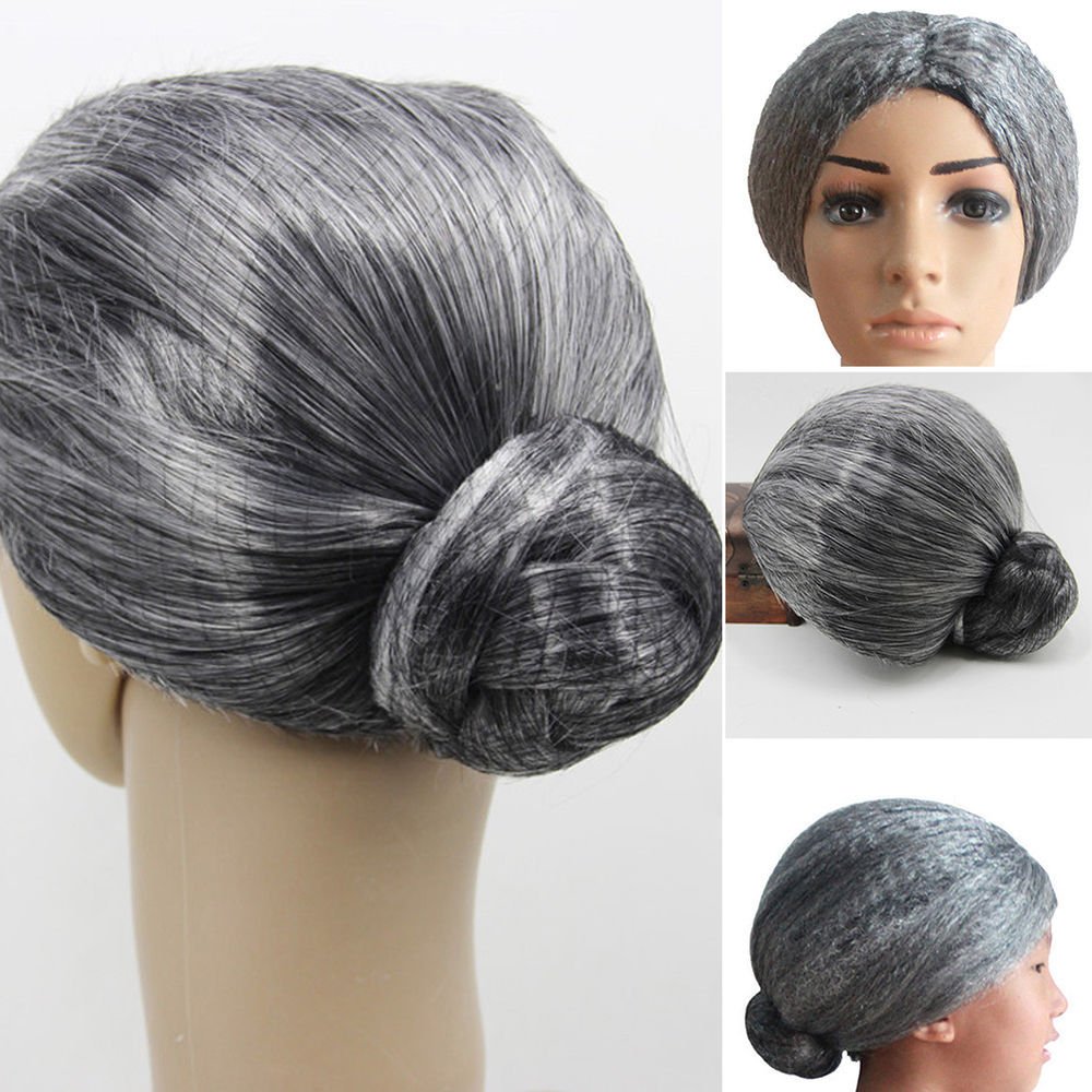 Fancy Steps Grey Wig Old Lady Women Grandma Wig Stage Props | Dress | Stage Shows | Prank Party | Dress Shows | You Tube Channels | Gift | Halloween