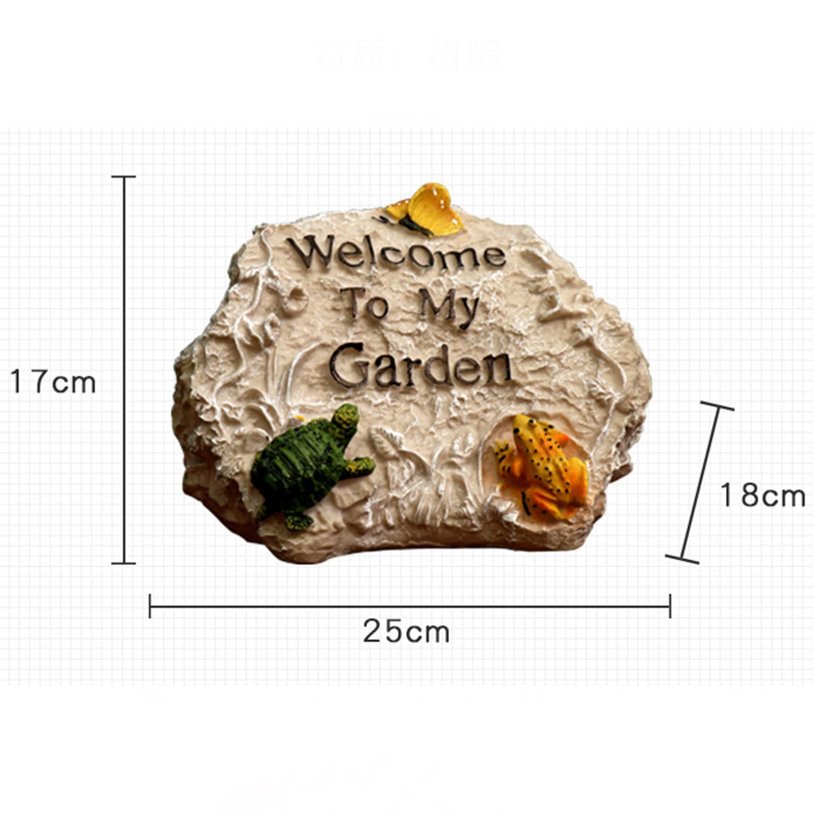 LTL Adornos de Cartel de Bienvenida, Jardín de Hada Impermeable Resina Estatua Piedra de Simulación Figurita Decoración para Casa, Camino, Césped