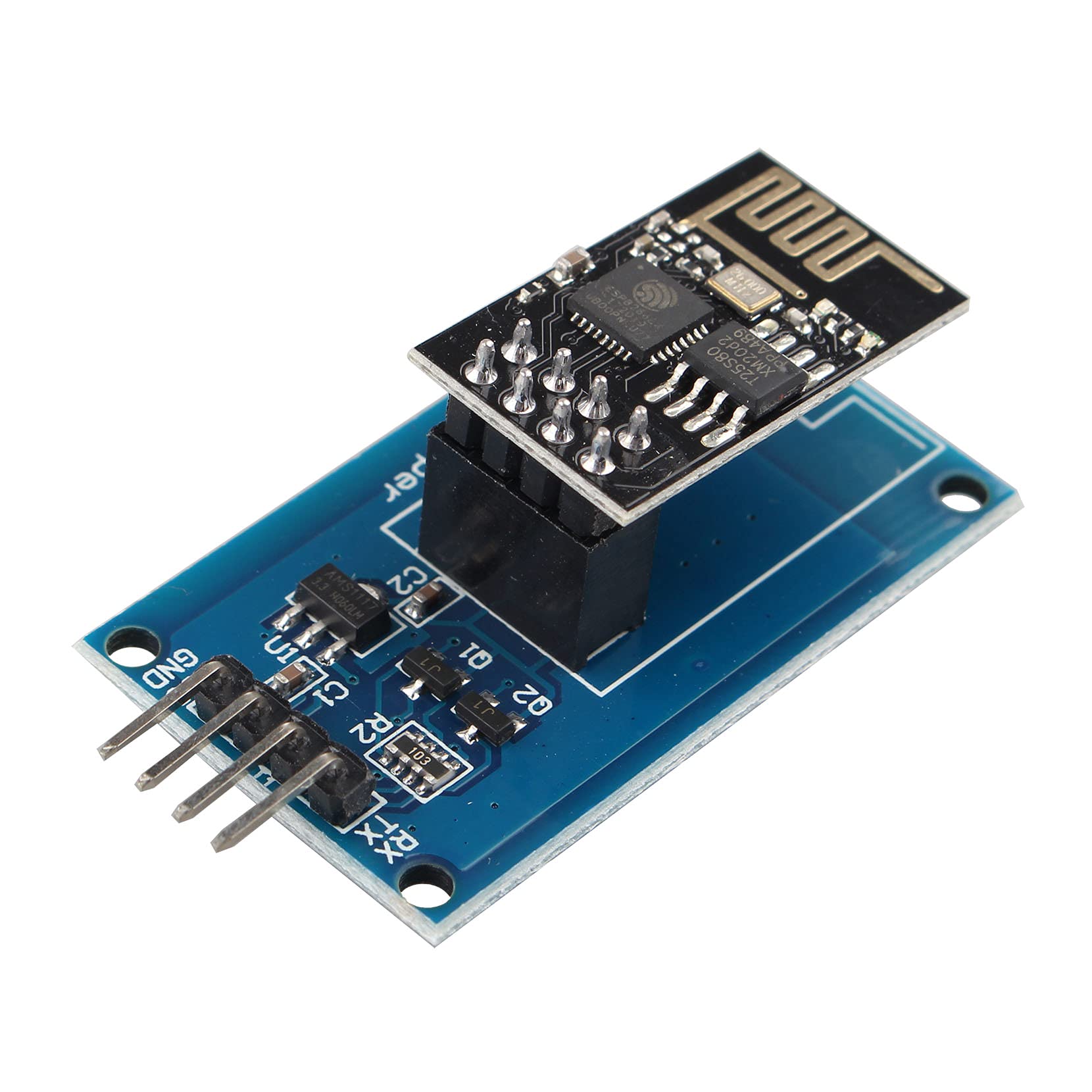 ESP8266 ESP-01 Wi-Fi Wireless Transceiver Serial Adapter Module Board 3.3V 5V ESP01 ESP-01 Adapter with ESP-01 Board Compatible with Arduino
