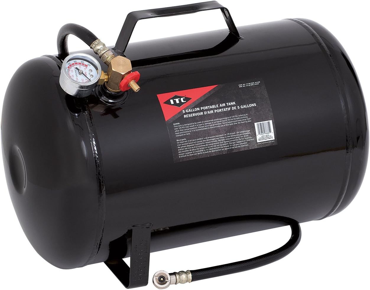 ITC Tools Professional 5 Gallon Portable Air Tank Gauge, Hose and
