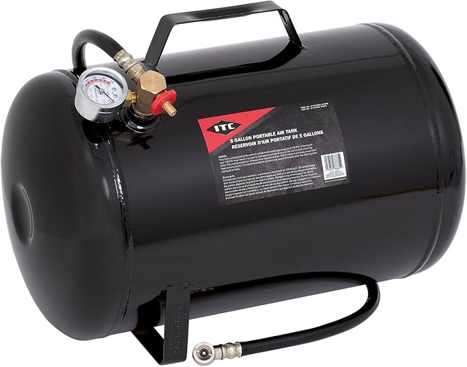 ITC Tools Professional 5 Gallon Portable Air Tank Gauge, Hose and