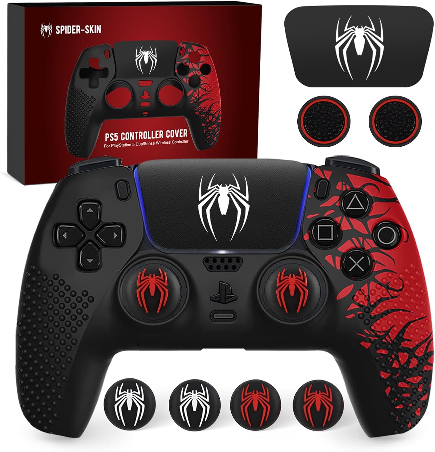 Darno Upgrade Ps5 Controller Skin, Ps5 Controller Accessories, 6 Pcs Thumb Grip Gaps with Touch Pad Sticker, Soft Silicone Grip Cover for PlayStation 5 DualSense Control