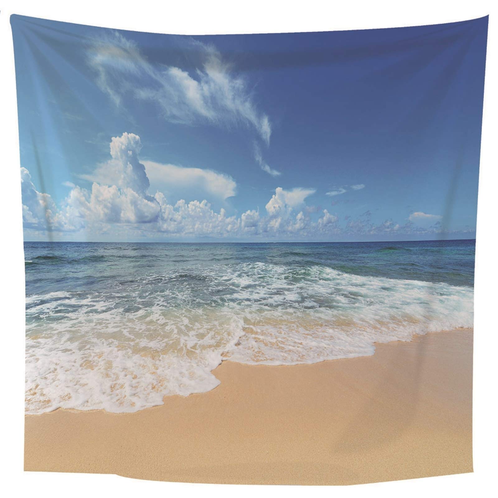 Aeici Tapiz Tela Muro Playa, Mural Tela Pared Cielo De La Playa Tapiz para Colgar Pared(240X220Cm)