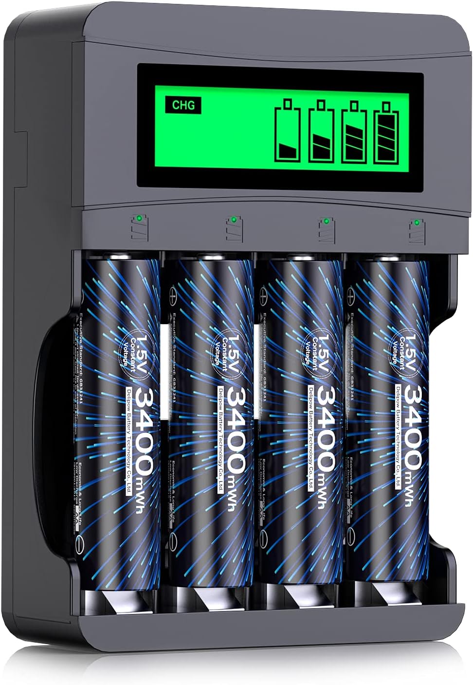 Delyeepow Pile Rechargeable AA Lithium 3400mWh 1,5 V - Haute capacité