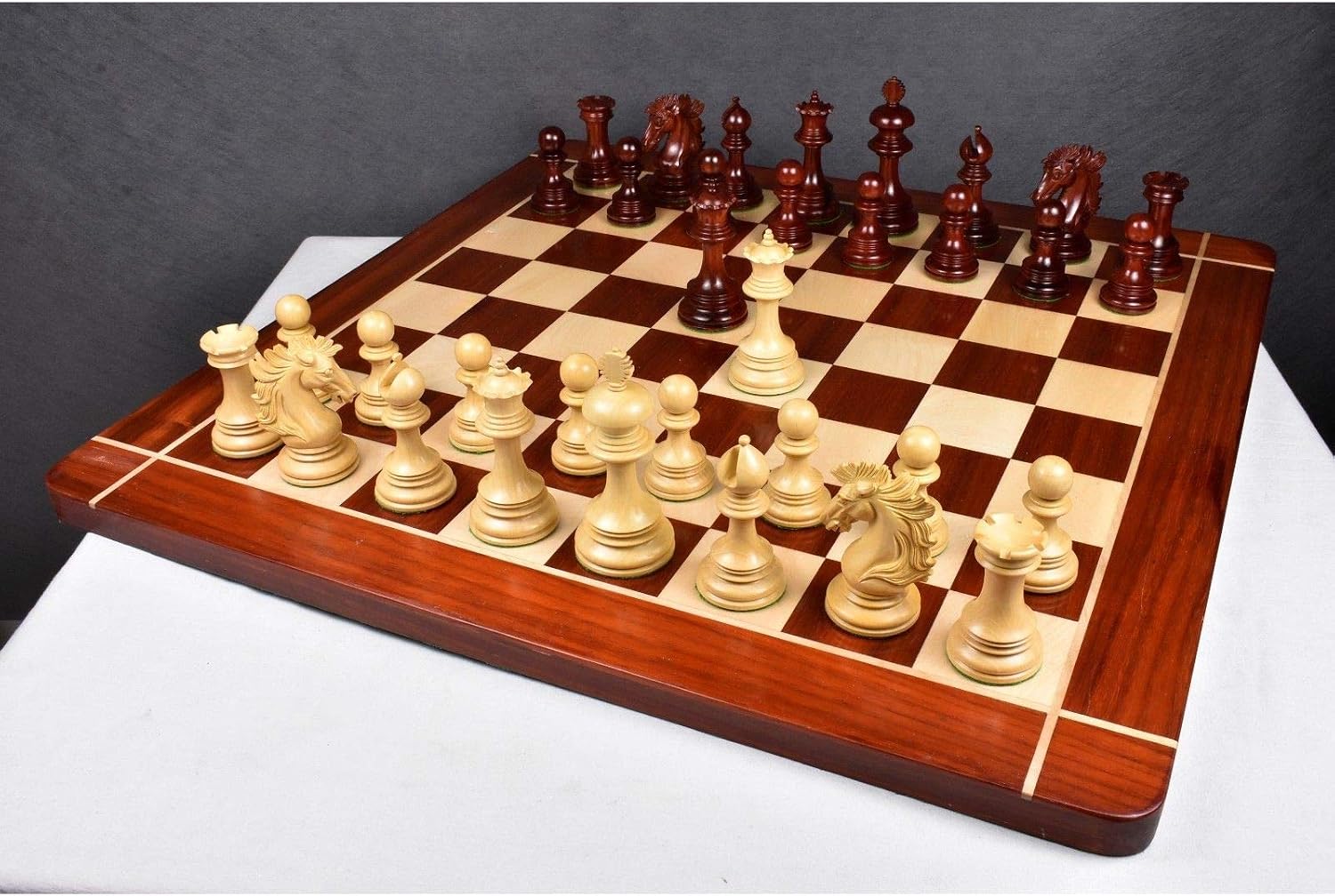 Royal Chess Mall Alexandria Luxury Staunton Chess Pieces Only Chess Set, Bud Rosewood Wooden Chess Set, 4.4-in King, Triple Weighted Chess Pieces (5 lbs)